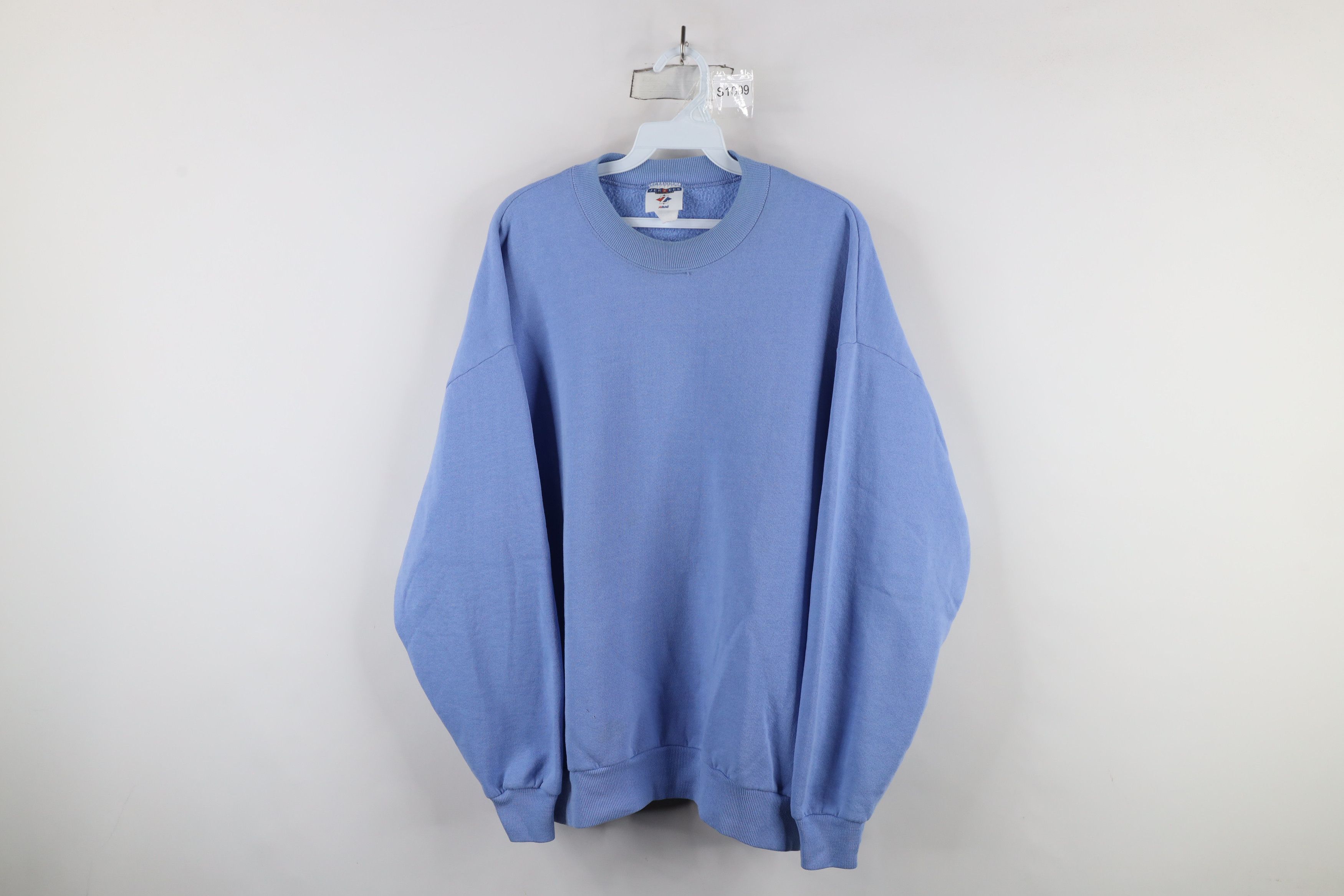Vintage Vintage 90s Streetwear Blank Crewneck Sweatshirt Light Blue Size US XL / EU 56 / 4 - 1 Thumbnail