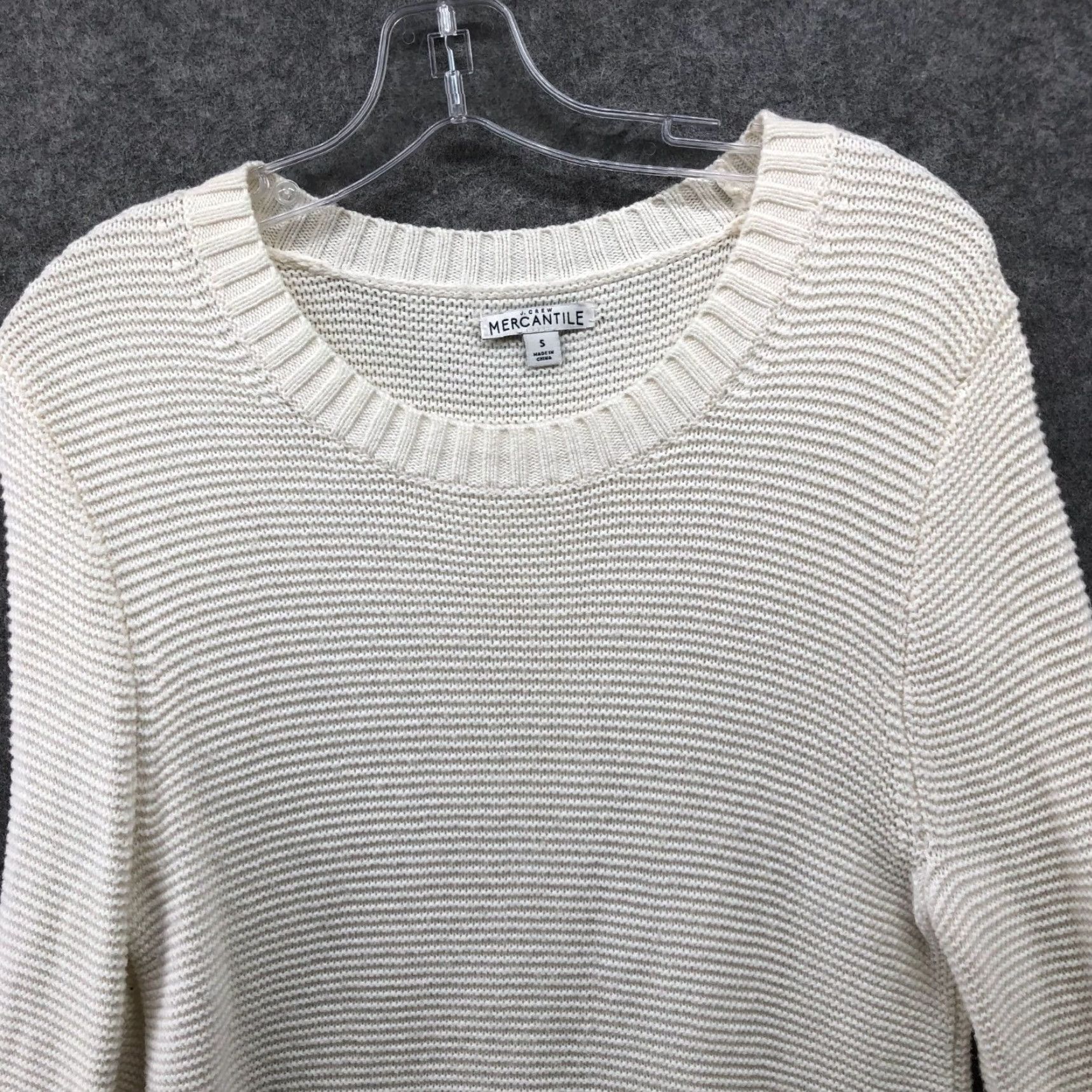 J.Crew J. Crew Tunic Sweater Womens S Crewneck Ivory Textured Honeycomb Cotton Wool Crew Neck Long Sleeve Size S / US 4 / IT 40 - 3 Thumbnail