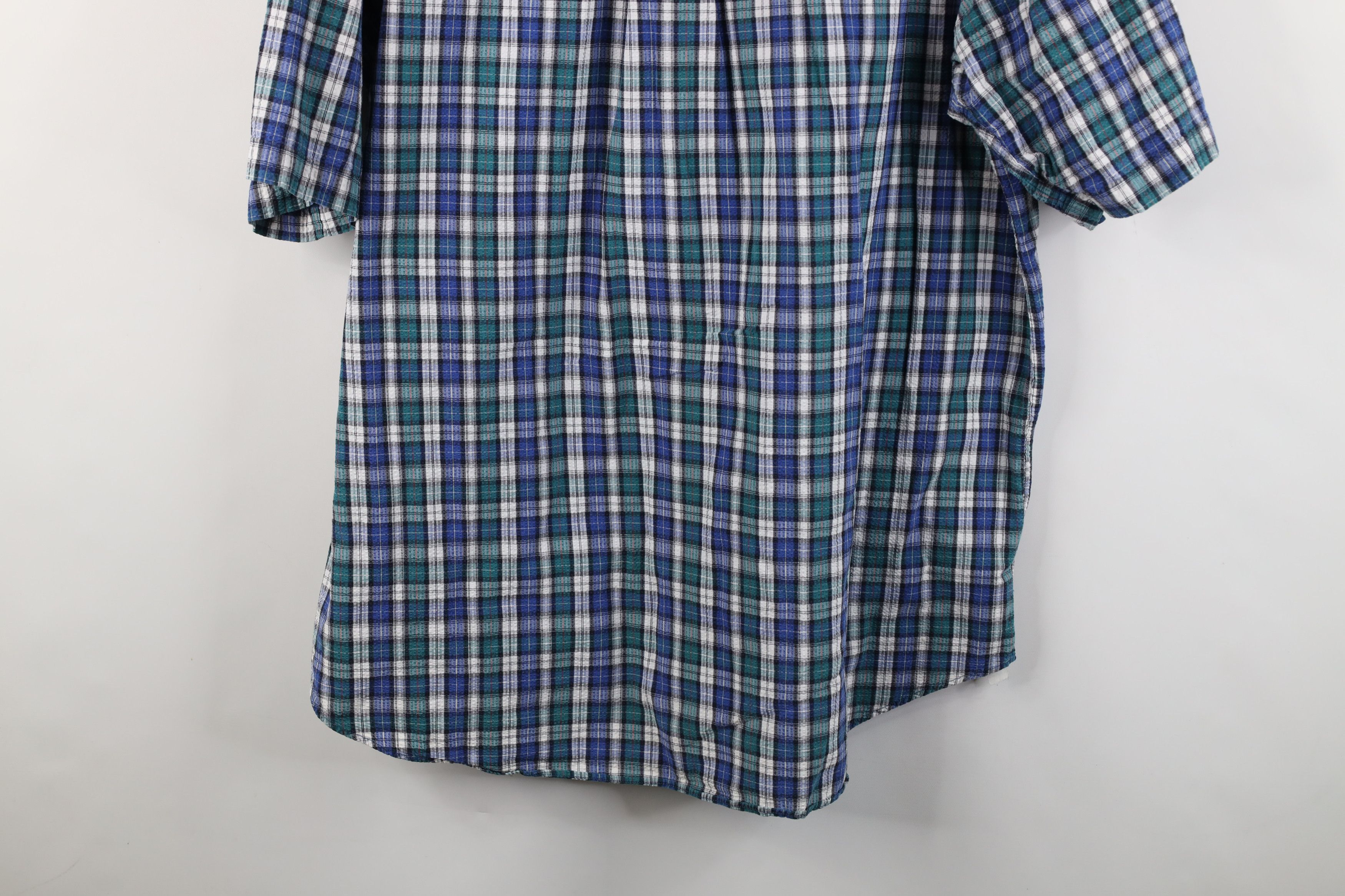 Lands' End Vintage 90s Lands End Sucker Short Sleeve Button Down Shirt Size US XL / EU 56 / 4 - 11 Thumbnail
