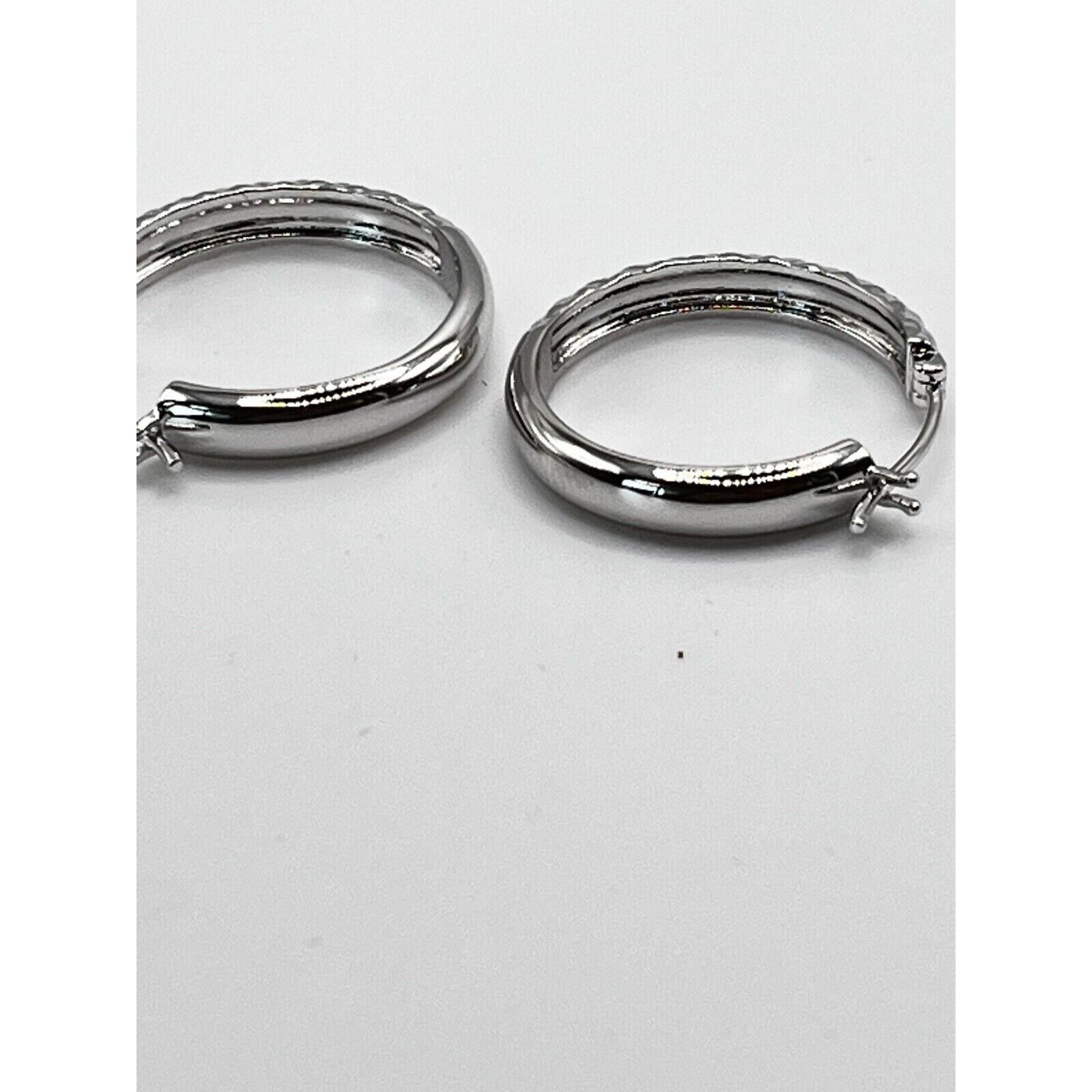 The Unbranded Brand 925 Sterling Silver Hoop ETCHED Earrings NIB 6G Size ONE SIZE - 2 Thumbnail