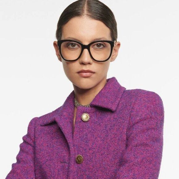 Saint Laurent Paris Saint Laurent SLM97 008 Eyeglasses Black Havana 54mm Square Size ONE SIZE - 4 Thumbnail