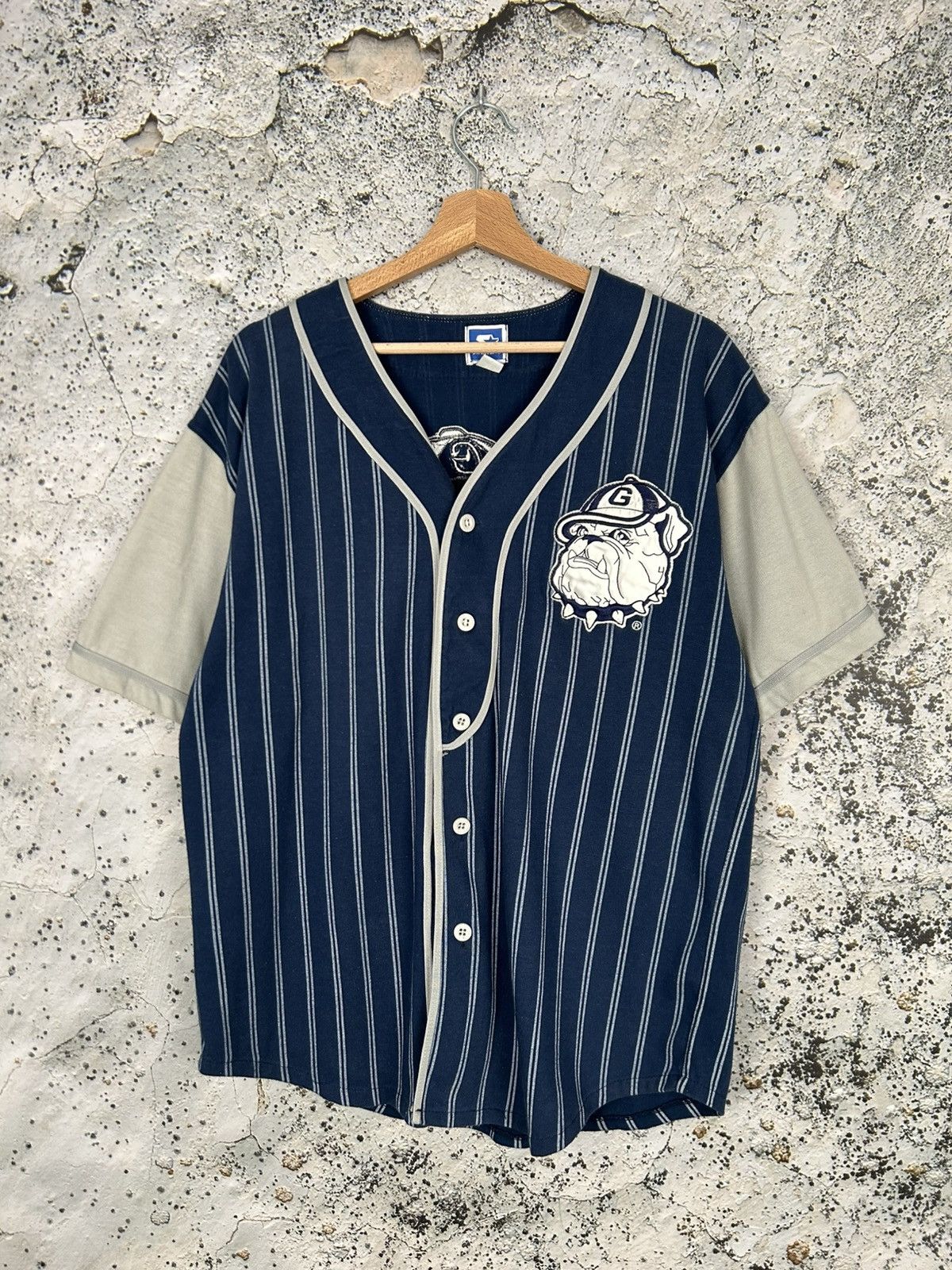MLB Vintage Georgetown Hoyas Stripe MLB Baseball Jersey 90s Rare Size US L / EU 52-54 / 3 - 1 Thumbnail