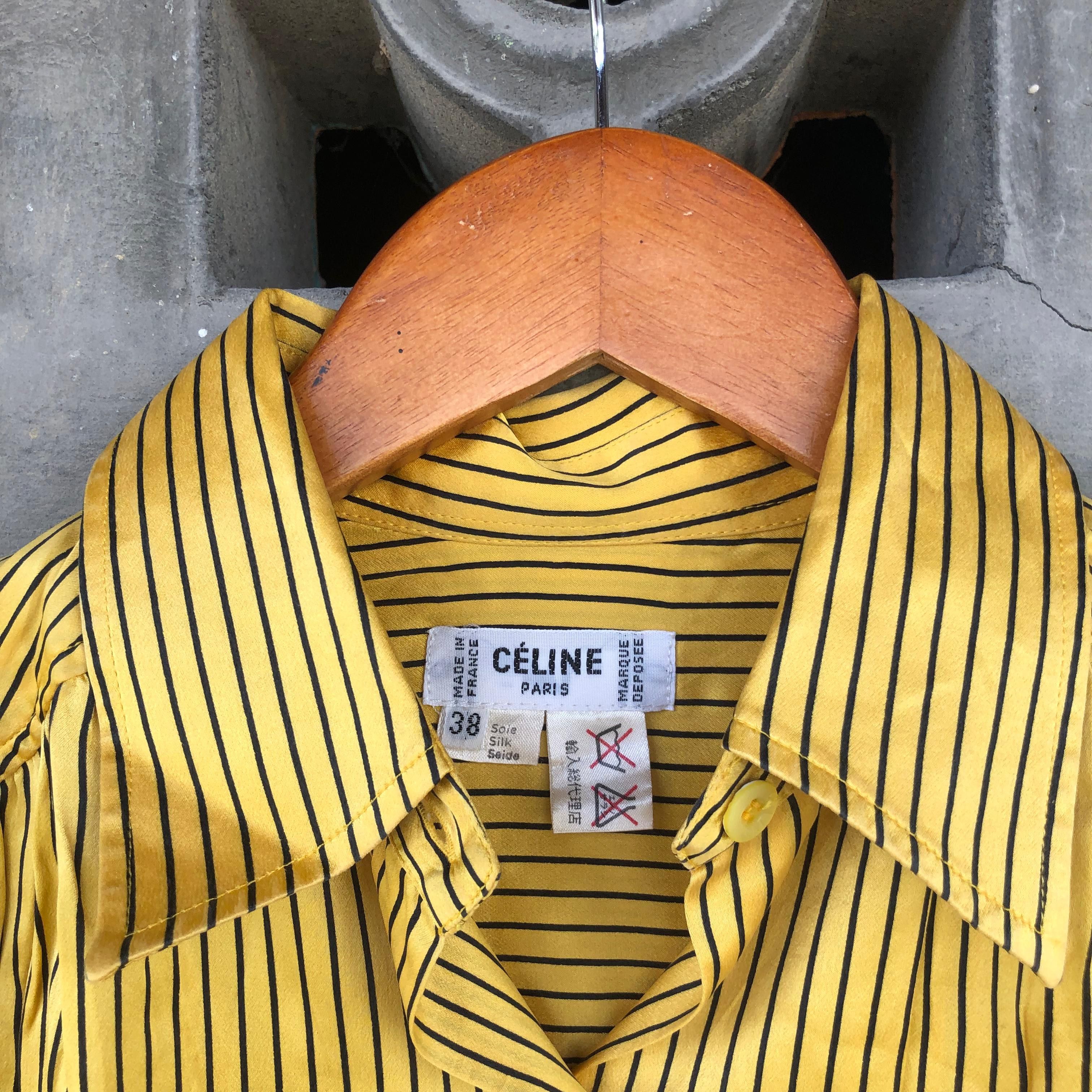 Celine 1990s Celine Gold Silk Shirt by Celine Viviana Era Size M / US 6-8 / IT 42-44 - 2 Thumbnail
