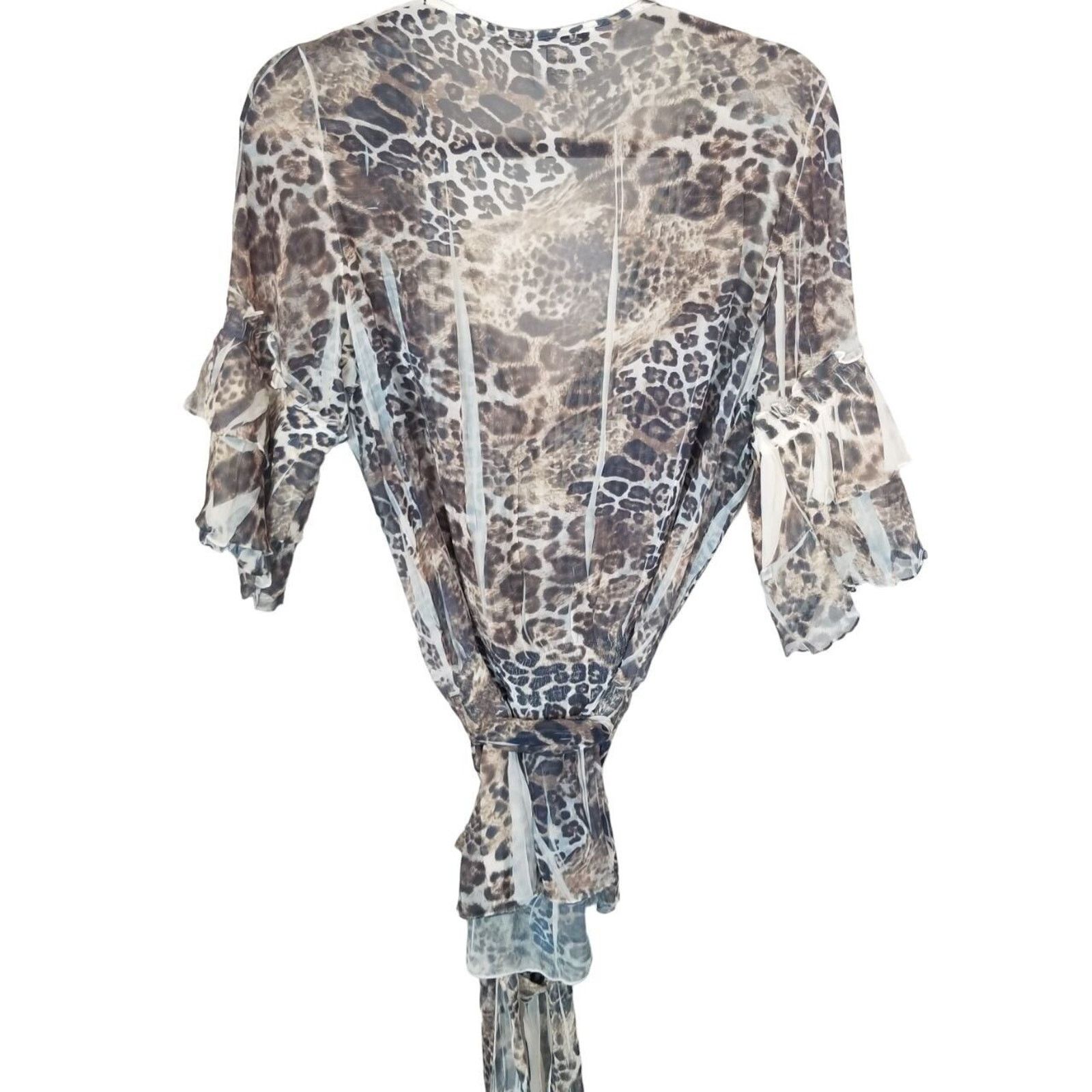 Alberto Alberto Makali Animal Top Pintuck Rhinestone Mob Wife Sheer Size L / US 10 / IT 46 - 8 Thumbnail