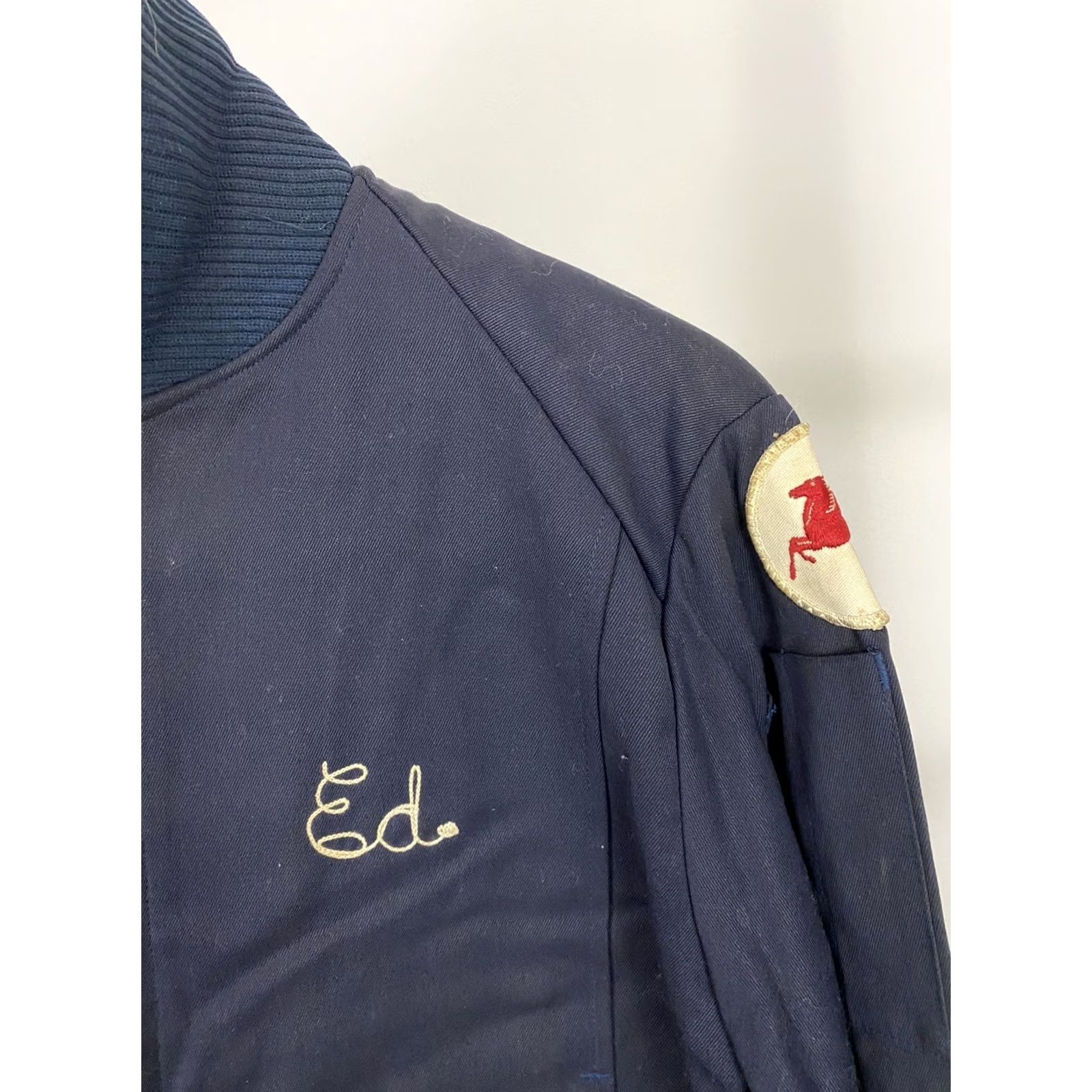GAS VTG 60s Mobil Pegasus Gas Oil Service Station Chainstitch Talon Jacket 42 Short Mens Blue Unitog Comparable Mechanic Jacket Size US 42 / EU 58 - 2 Thumbnail