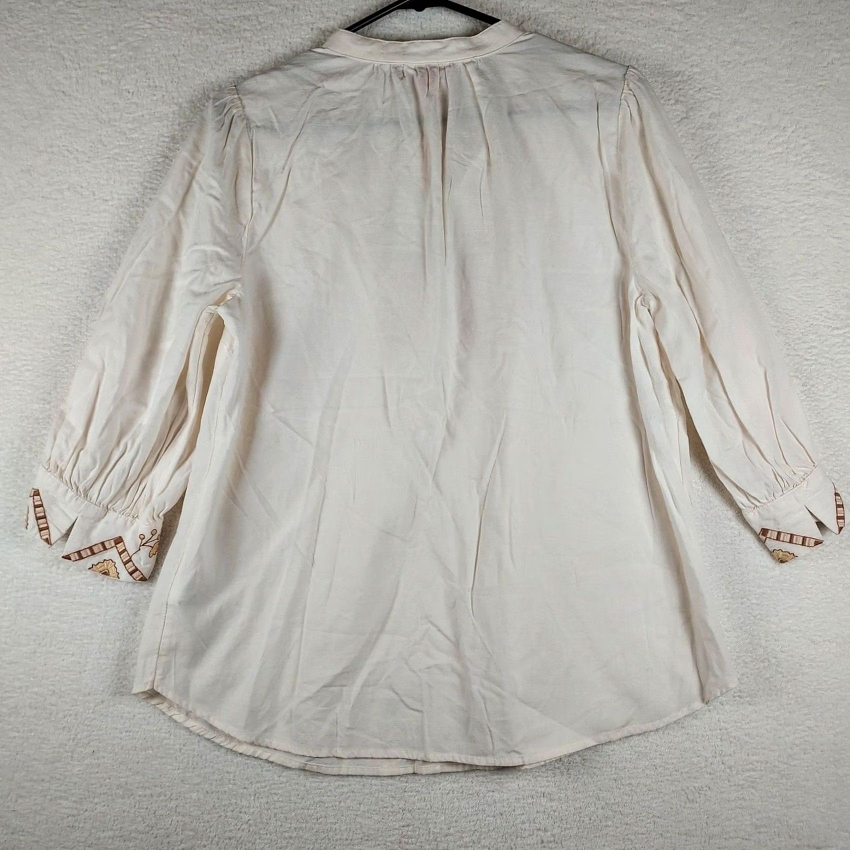 Vintage Knox Rose Blouse Tunic Women’s Ivory Embroidered Long Sleeve M NP 86485946 NWT Rayon Hippe Casual Slfe Size M / US 6-8 / IT 42-44 - 2 Thumbnail