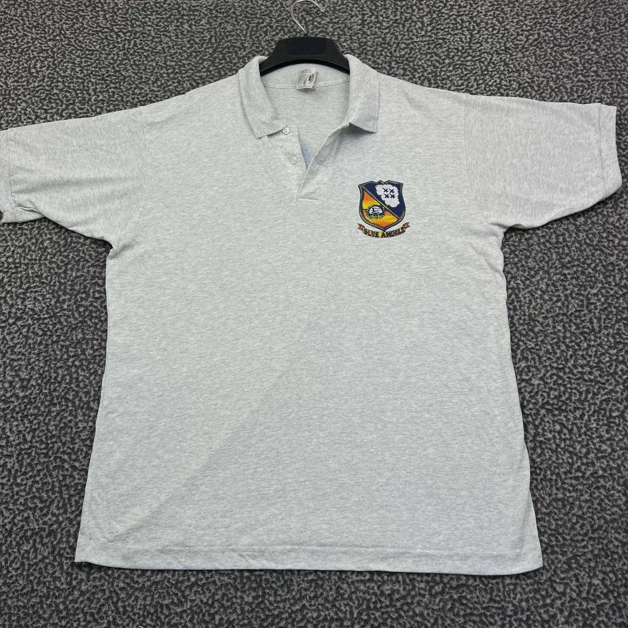 Fruit Of The Loom Vintage Blue Angels Polo Shirt Men Extra Large Short Sleeve Size US XL / EU 56 / 4 - 2 Thumbnail