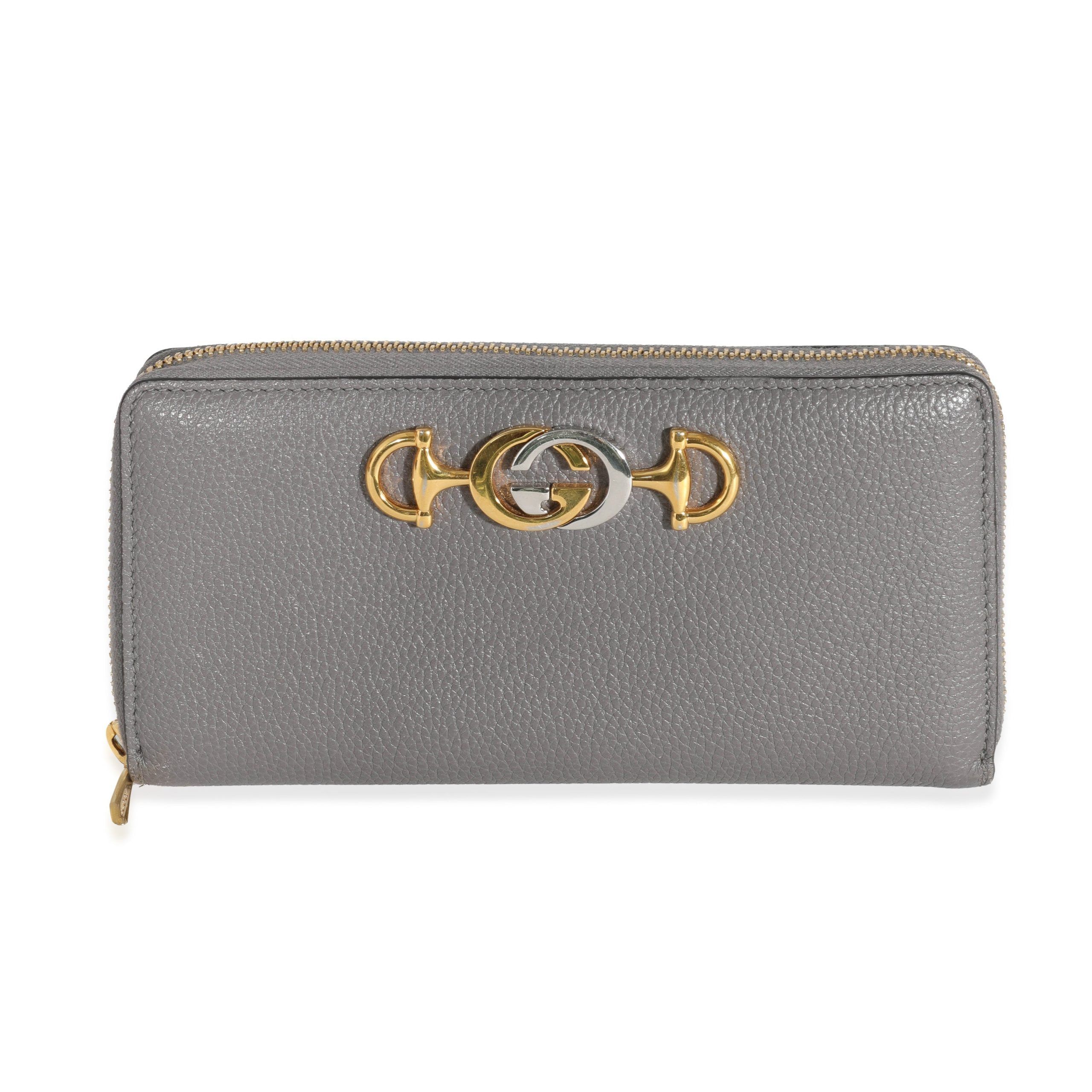 Gucci Gucci Grey Grainy Calfskin Zumi Zip Around Continental Wallet Size ONE SIZE - 1 Thumbnail