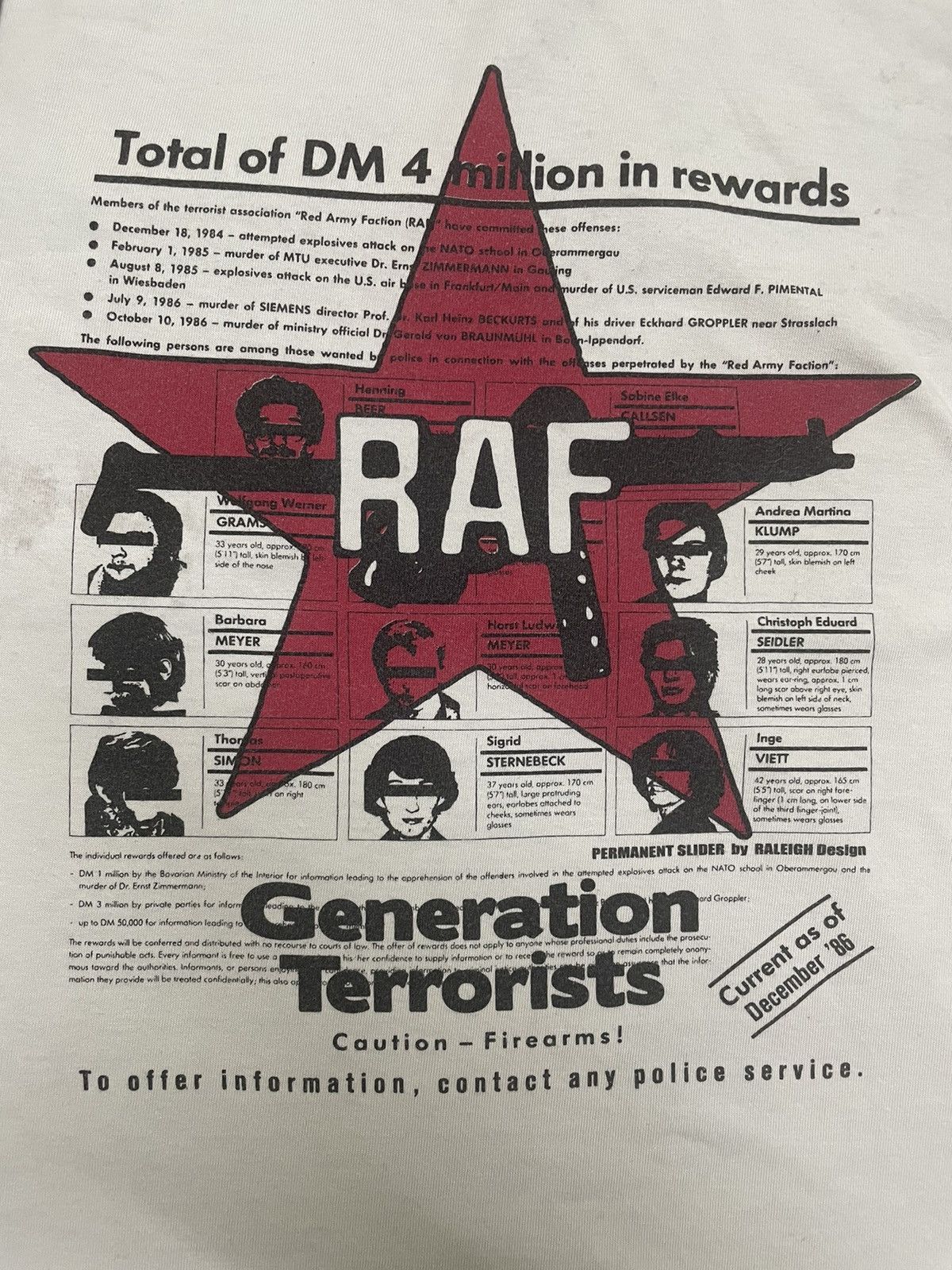 Vintage Vintage GENERATION TERRORISTS RAF REVERSIBLE T-SHIRT Size US M / EU 48-50 / 2 - 5 Thumbnail