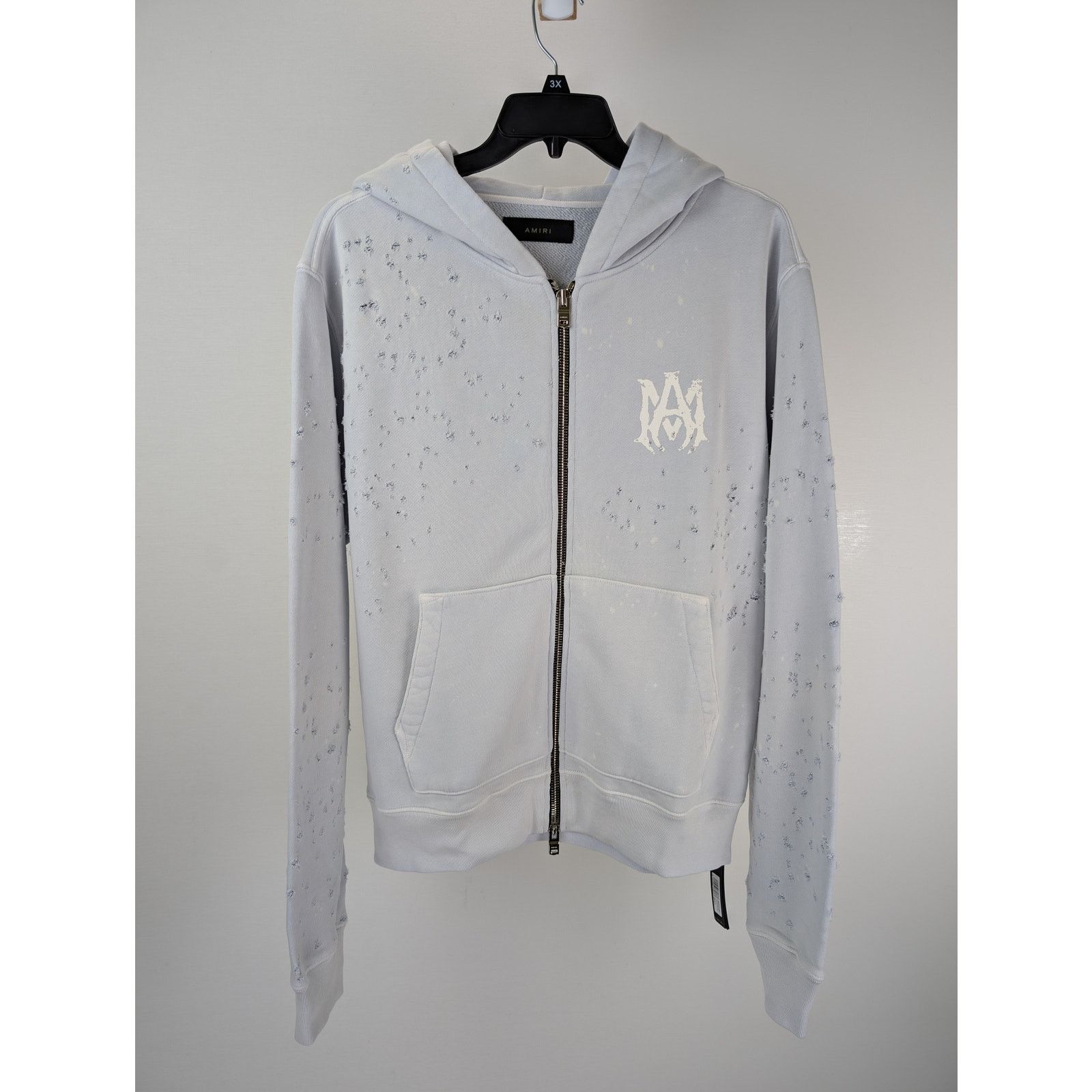 Amiri o1rshd1 Washed MA Shot Hoodie Zipper in Grey Dawn Size US M / EU 48-50 / 2 - 2 Thumbnail