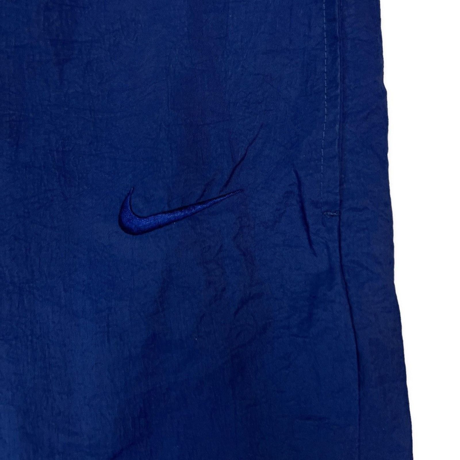 Nike × Vintage Vintage 90s Nike Track Pants M Blue Swoosh Nylon Joggers Size US 37 - 2 Thumbnail