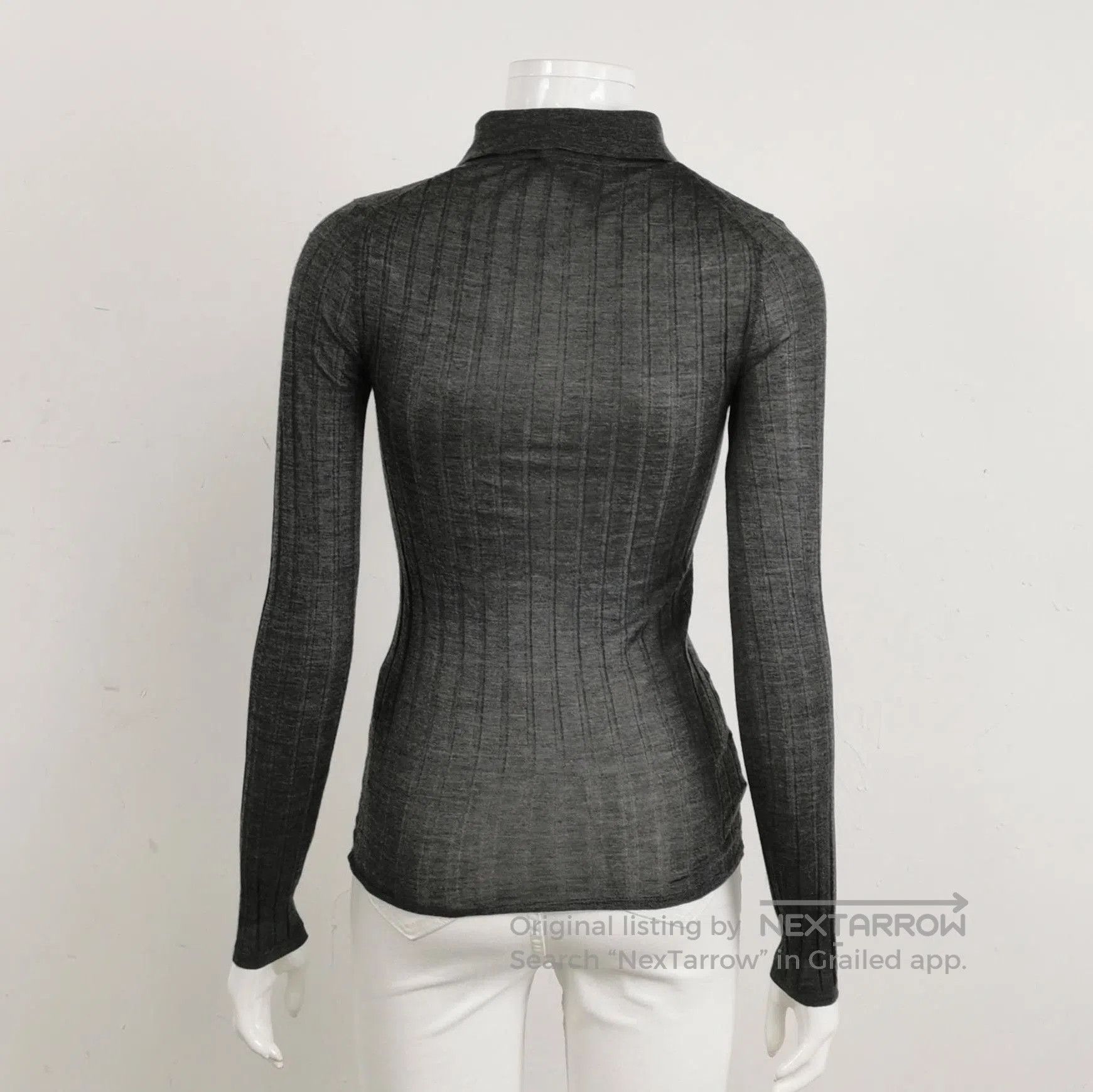 Prada Prada Gray Velvet Knit Long Sleeve Polo Shirt . Size XXS / US 00 / IT 34 - 2 Thumbnail
