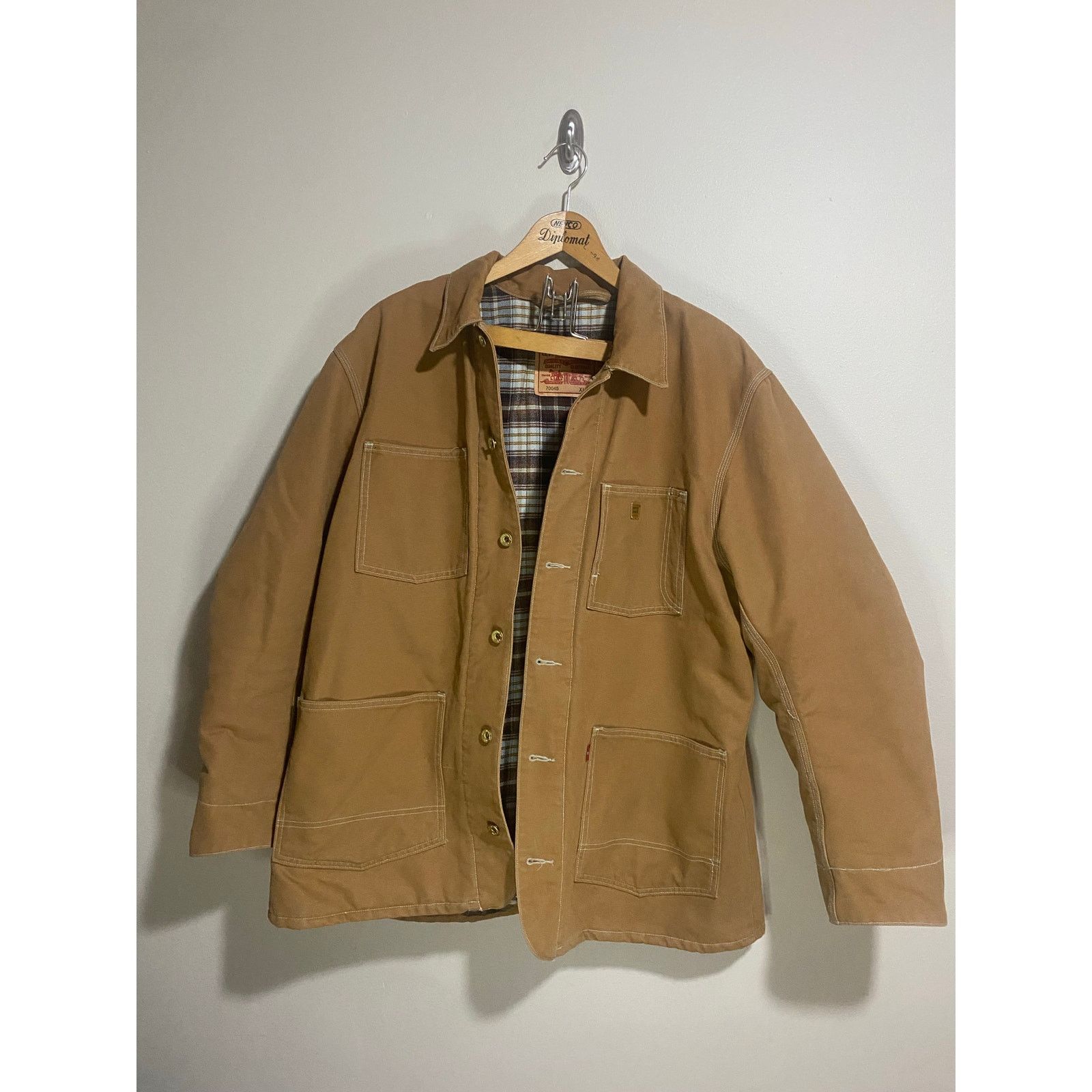 Levi's Levis Canvas Blanket Flannel Lined Chore Barn Coat XL Tan Size US XL / EU 56 / 4 - 2 Thumbnail