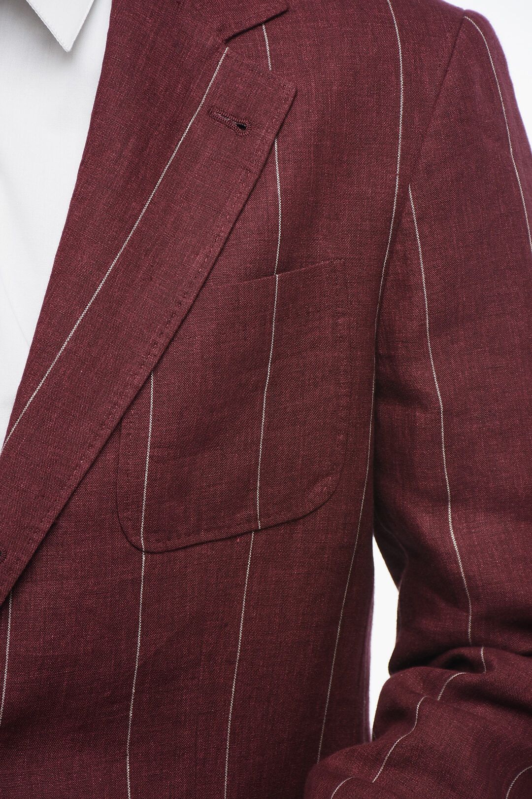 Brunello Cucinelli og1mm0725 Pure Linen Pinstriped Suit in Burgundy Size US S / EU 44-46 / 1 - 3 Thumbnail