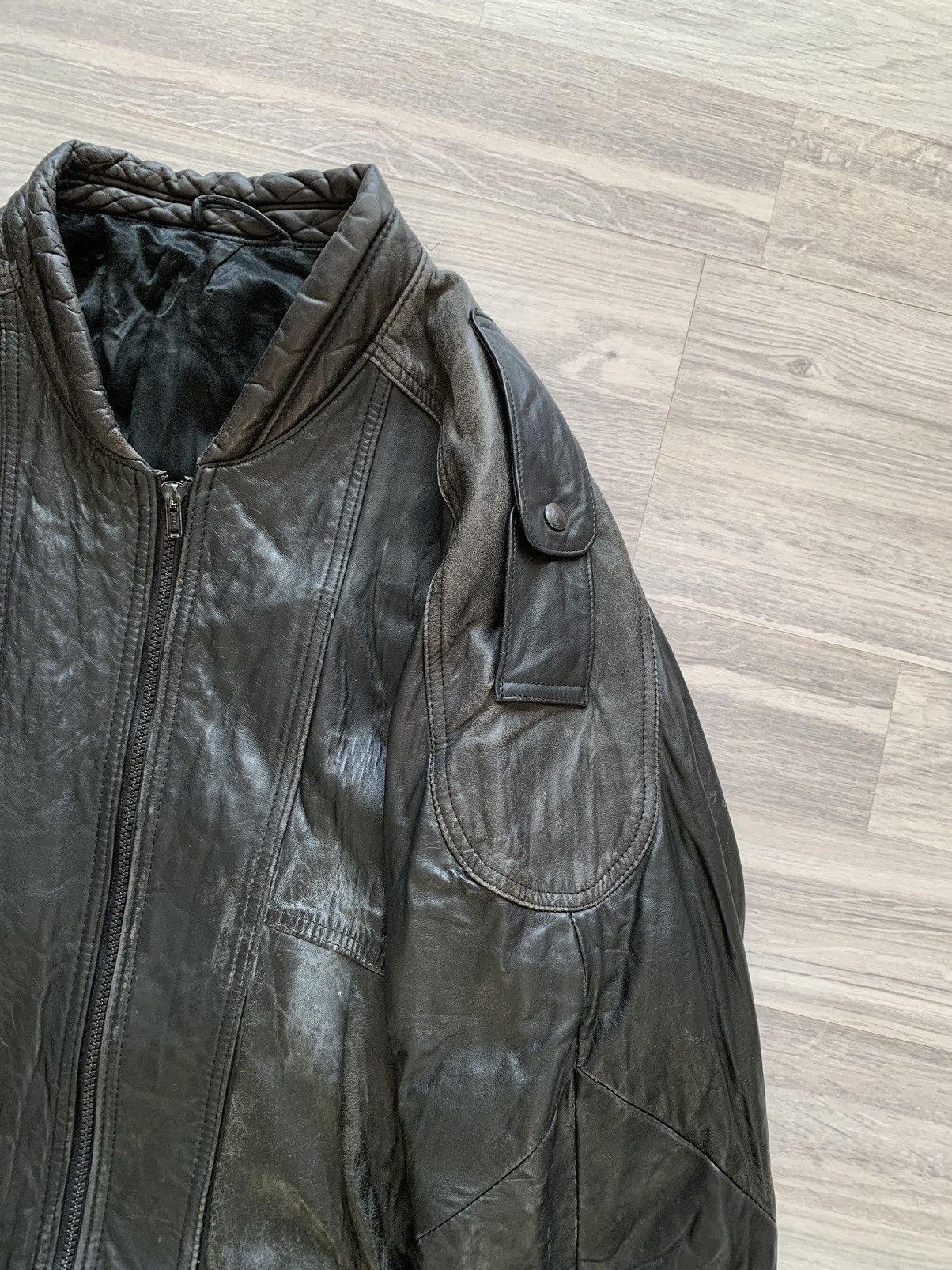Vintage 90s Y2K Faded Leather Bomber Jacket ysl gucci yohji yamamoto Size US M / EU 48-50 / 2 - 8 Thumbnail