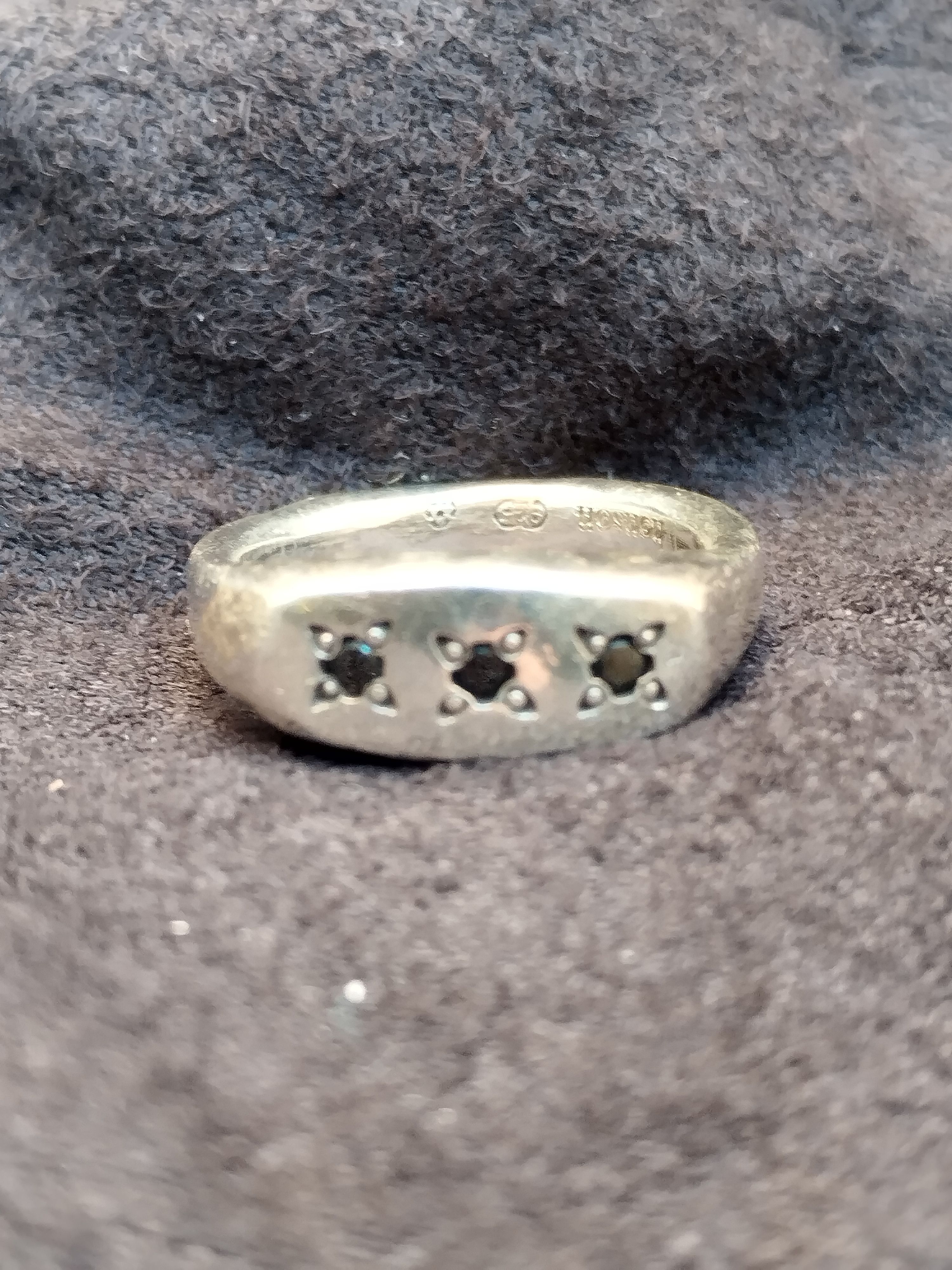 Henson Henson Black Diamond 925 Signet Ring Size ONE SIZE - 2 Thumbnail