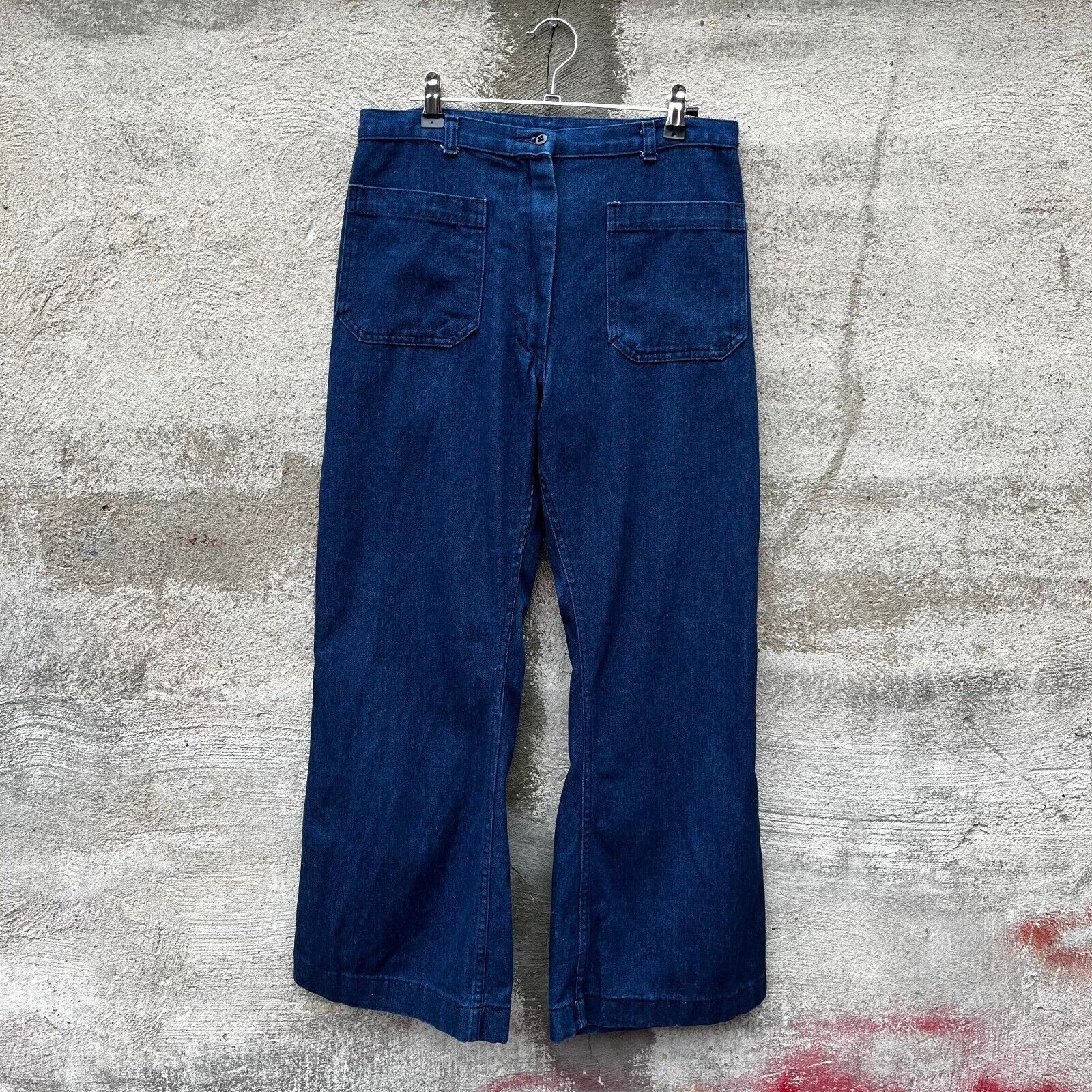 Vintage 90's USN Women's Denim Dungaree Flare Trousers Size 32" / US 10 / IT 46 - 1 Thumbnail