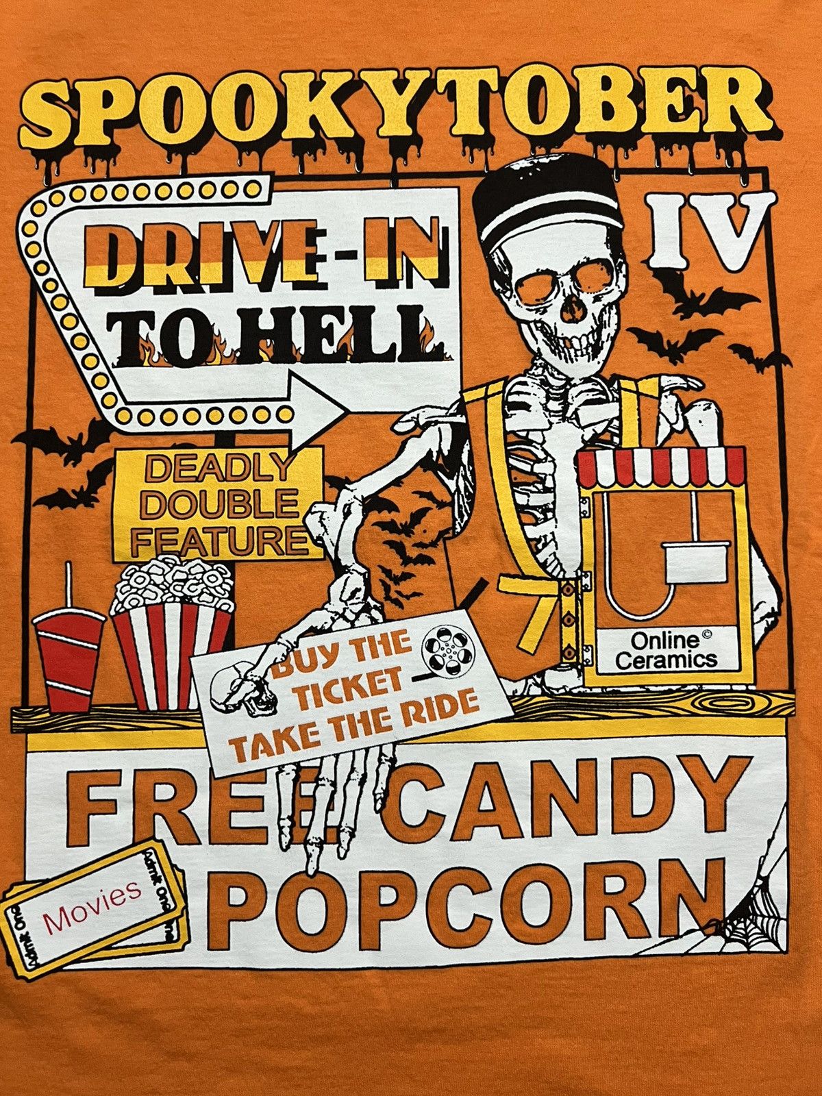 Online Ceramics Online Ceramics Spookytober 4 Drive-in Movie Shirt Size US XL / EU 56 / 4 - 2 Thumbnail