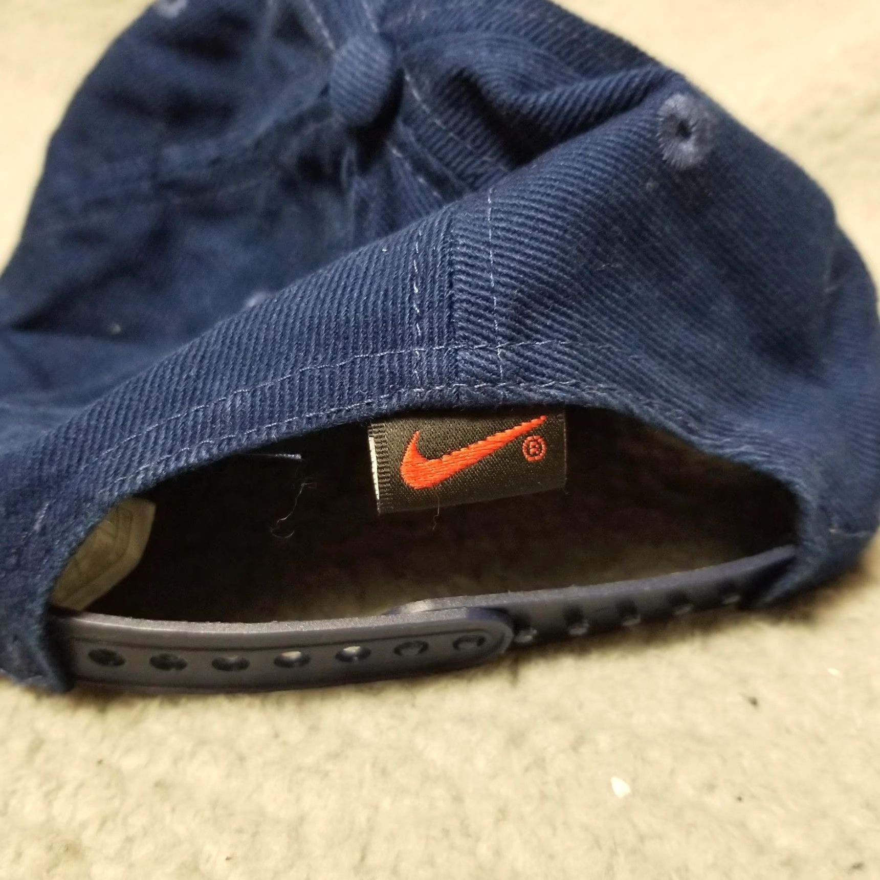 Nike VINTAGE Nike Hat Cap Snap Back Corduroy Navy Blue N Swoosh Mens 90s OSFA Baseball Cap Size ONE SIZE - 6 Thumbnail
