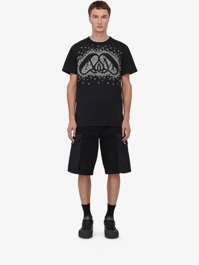 Alexander McQueen o1w1db10725 Exploded Charm T-Shirt in Black/White Size US XL / EU 56 / 4 - 2 Thumbnail