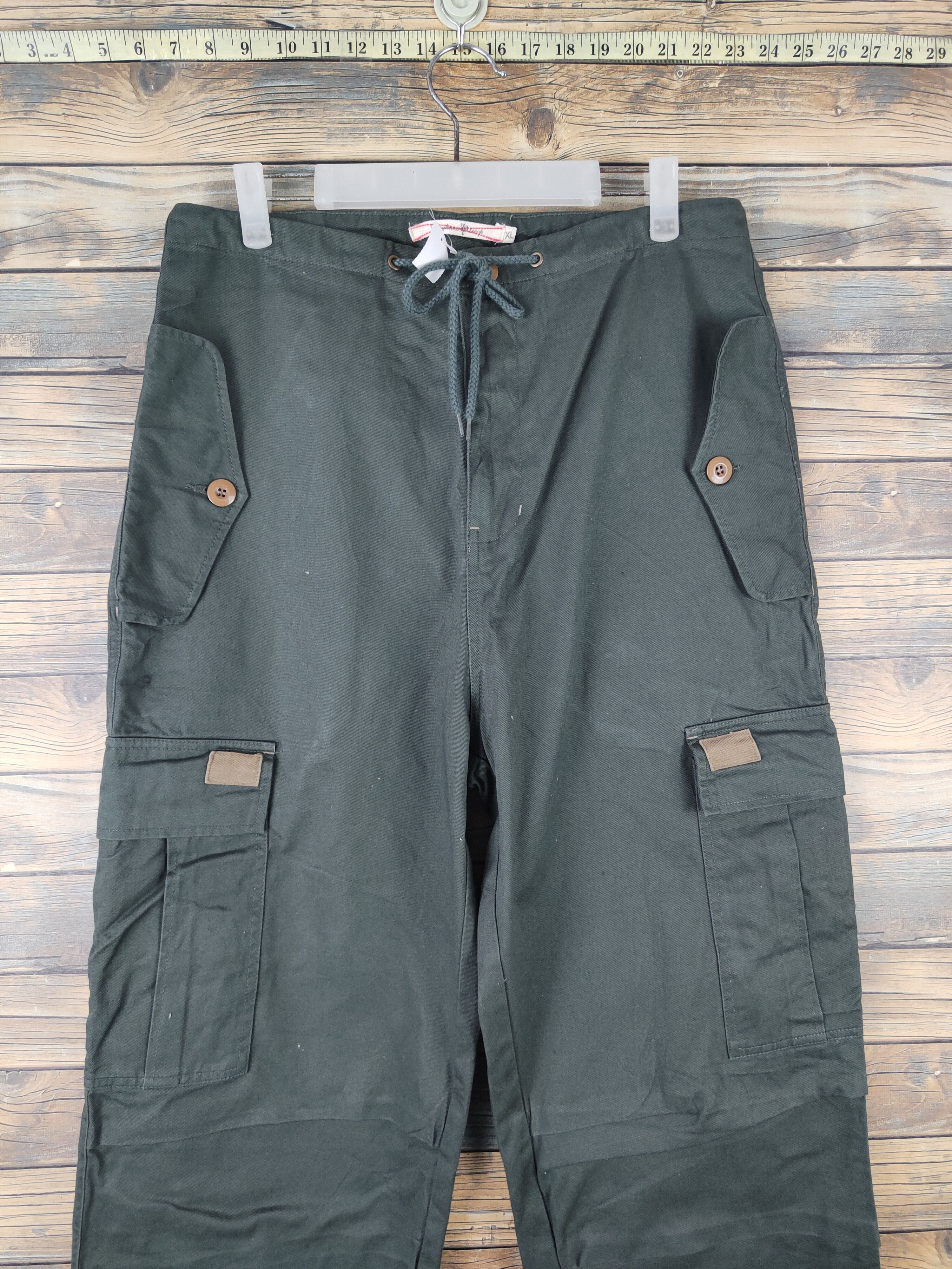 Japanese Brand DL Roughness Troop Green Multipocket Cargo Pants #1484 Size US 34 / EU 50 - 2 Thumbnail