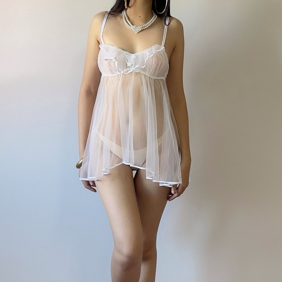 Victoria's Secret Victoria’s Secret White Mesh Sheer Mini Slip Dress (XS-S) Size S / US 4 / IT 40 - 4 Thumbnail