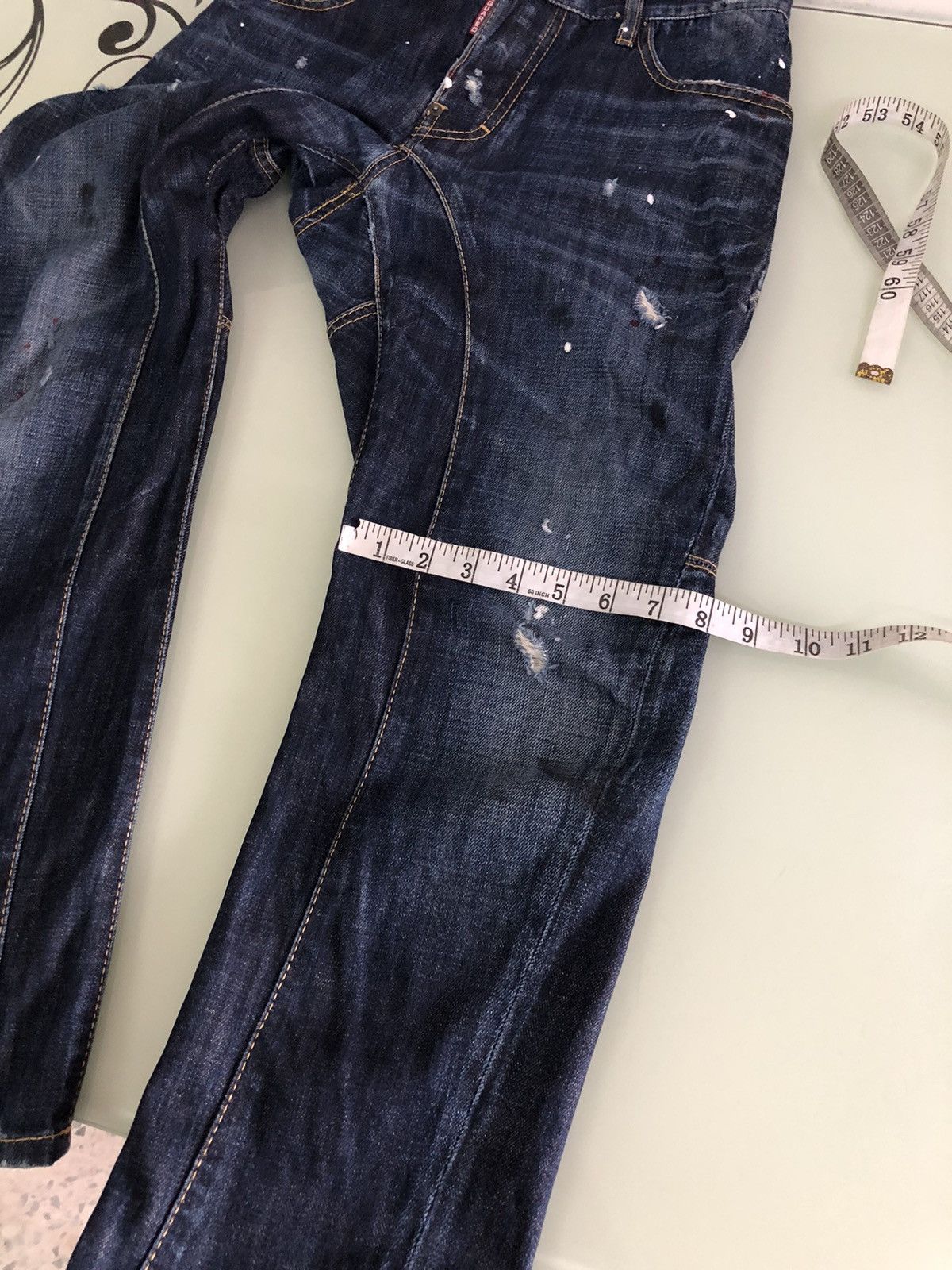 Dsquared2 Nice❗️Dsquared Splash Paint Distressed Denim Curve Cut Size US 28 / EU 44 - 21 Thumbnail