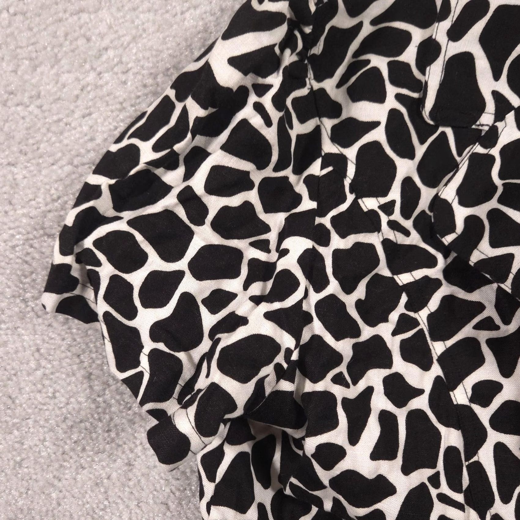 Vintage Larry Levine Blazer Womens XL Black White Animal Print Linen Short Sleeve Jacket Size 40" / US 18 - 4 Thumbnail