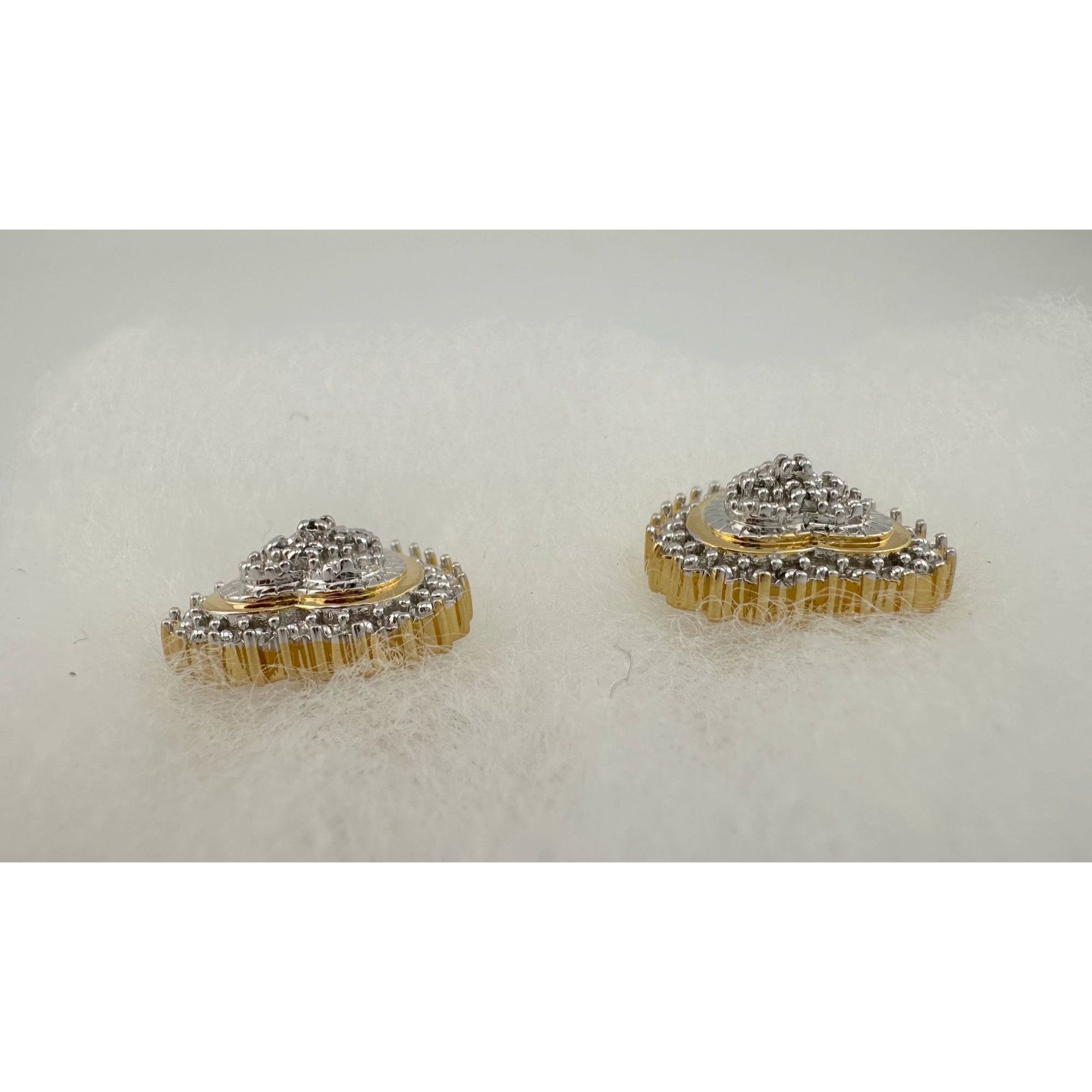Other Two Tone Diamond Heart Stud Earrings in Sterling with 14 kt Size ONE SIZE - 11 Thumbnail