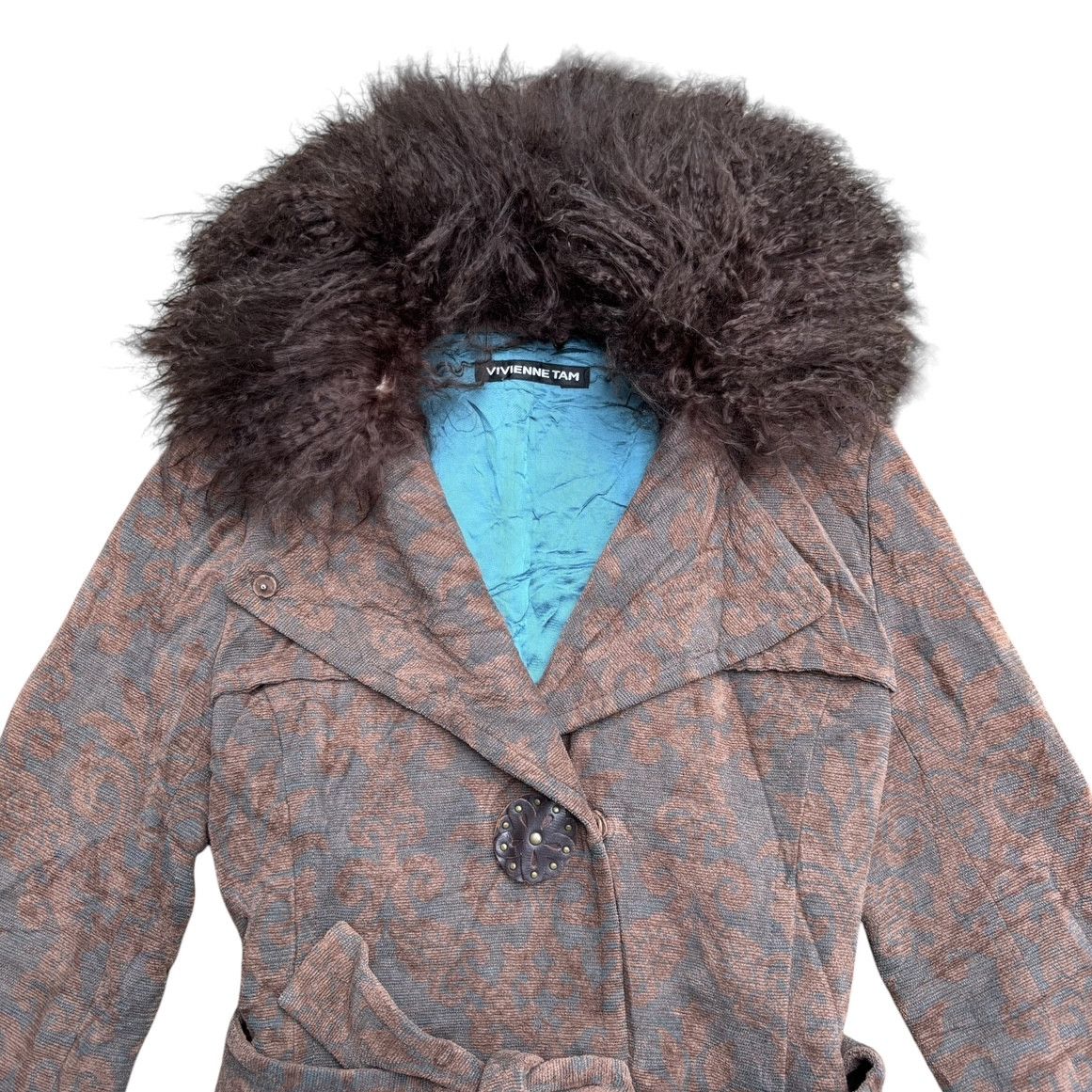 Vivienne Tam Vivienne Tam Velvet Embossed Coat With Removeable Fur Size S / US 4 / IT 40 - 3 Thumbnail