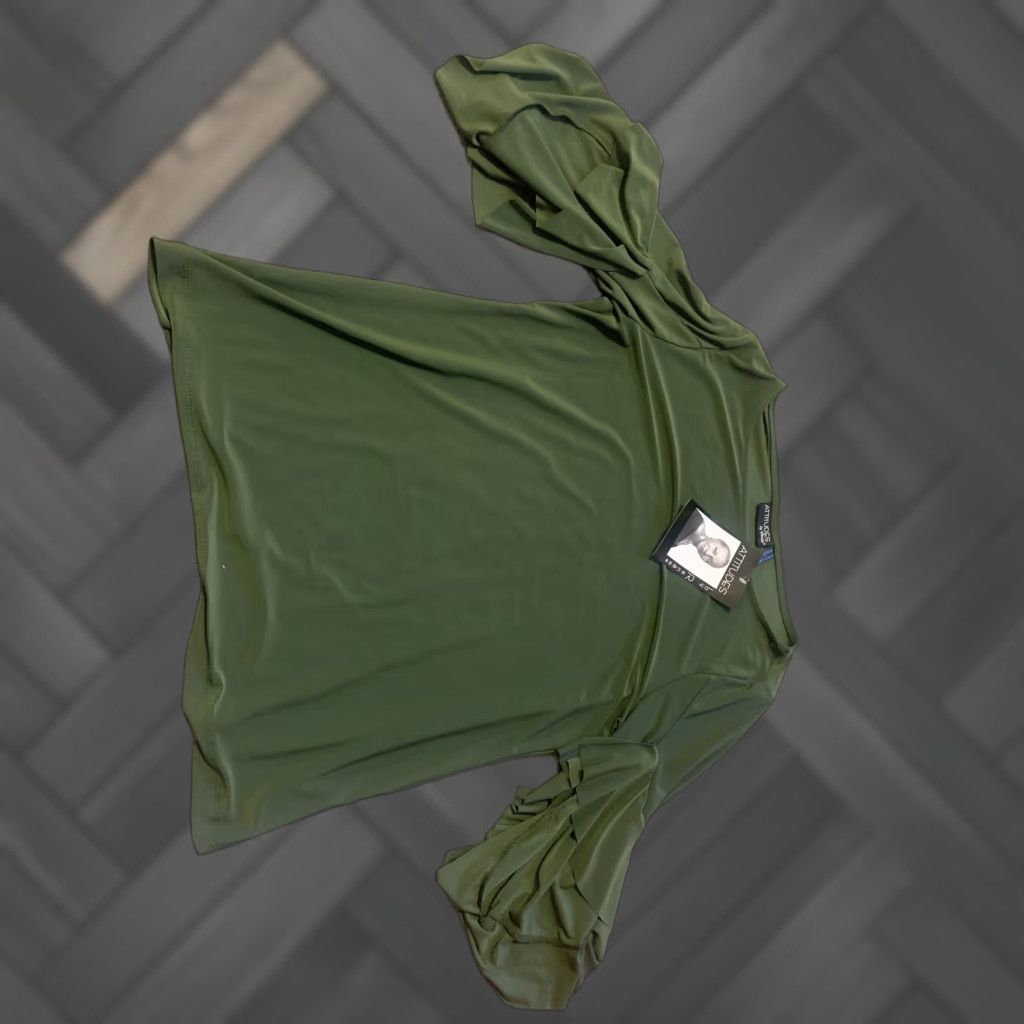Olive Attitudes by Renee Knit Top Bateau Neck Olive M Womens Regular Green Po Cha Cha Slvs Size M / US 6-8 / IT 42-44 - 1 Thumbnail