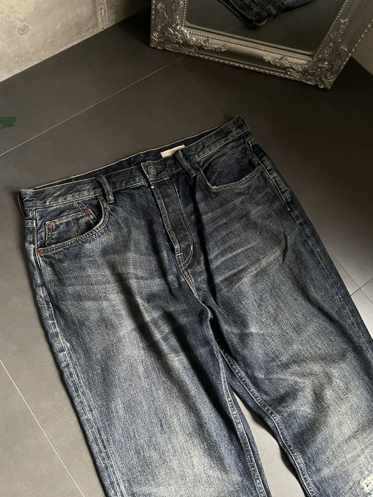 Japanese Brand Allsaints Baggy Washed Distressed Denim Faded Jeans Y2k Size US 34 / EU 50 - 6 Thumbnail