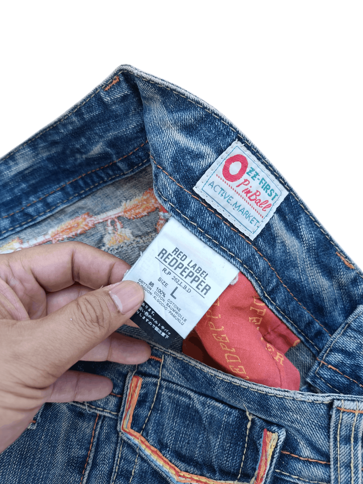 Japanese Brand FLARED Red Pepper Whiskers Low Rise Boot Cut Size US 35 - 19 Thumbnail