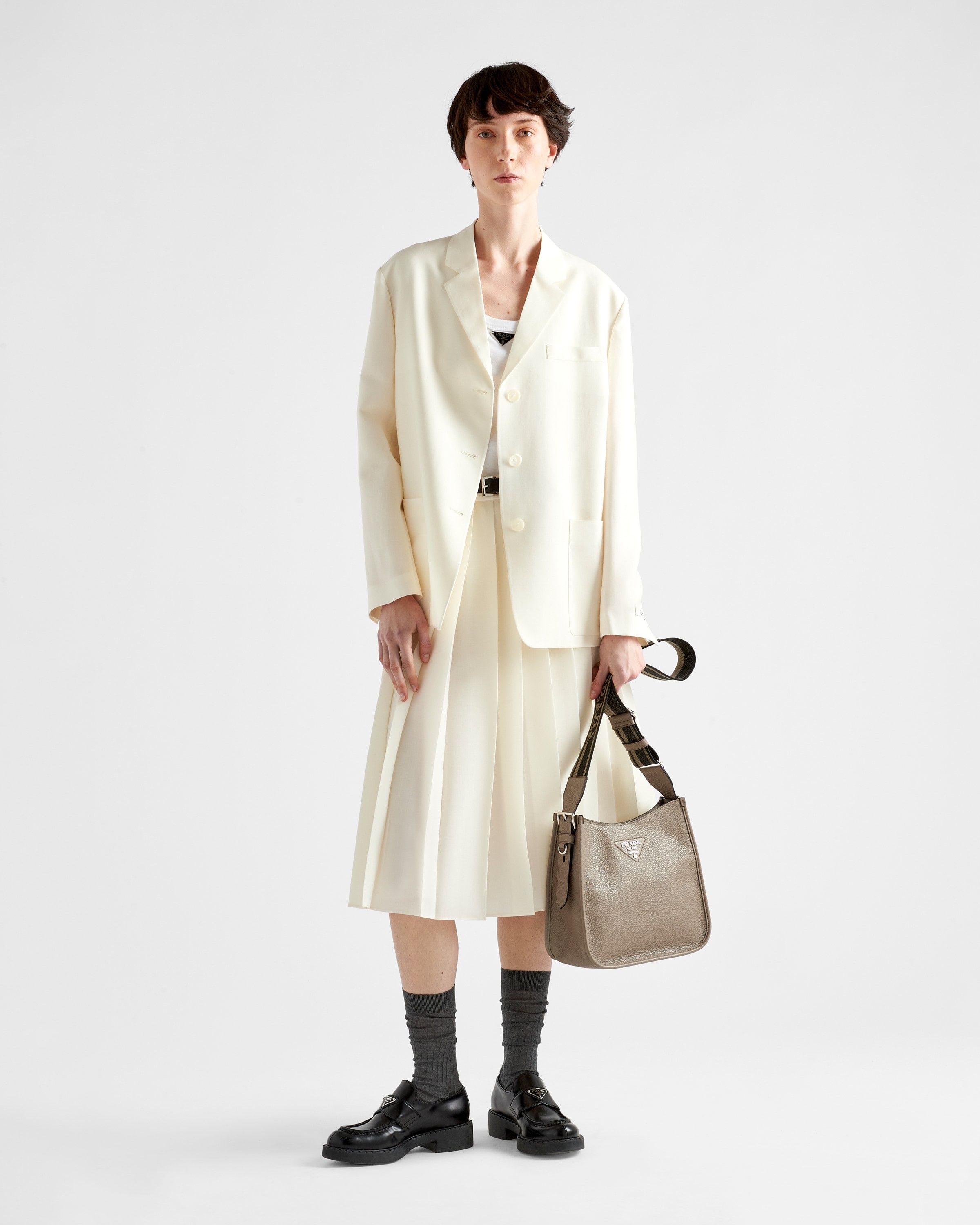 Prada o1la1rc1a0925 Size: OS / Leather Hobo Bag in Taupe Size ONE SIZE - 2 Thumbnail