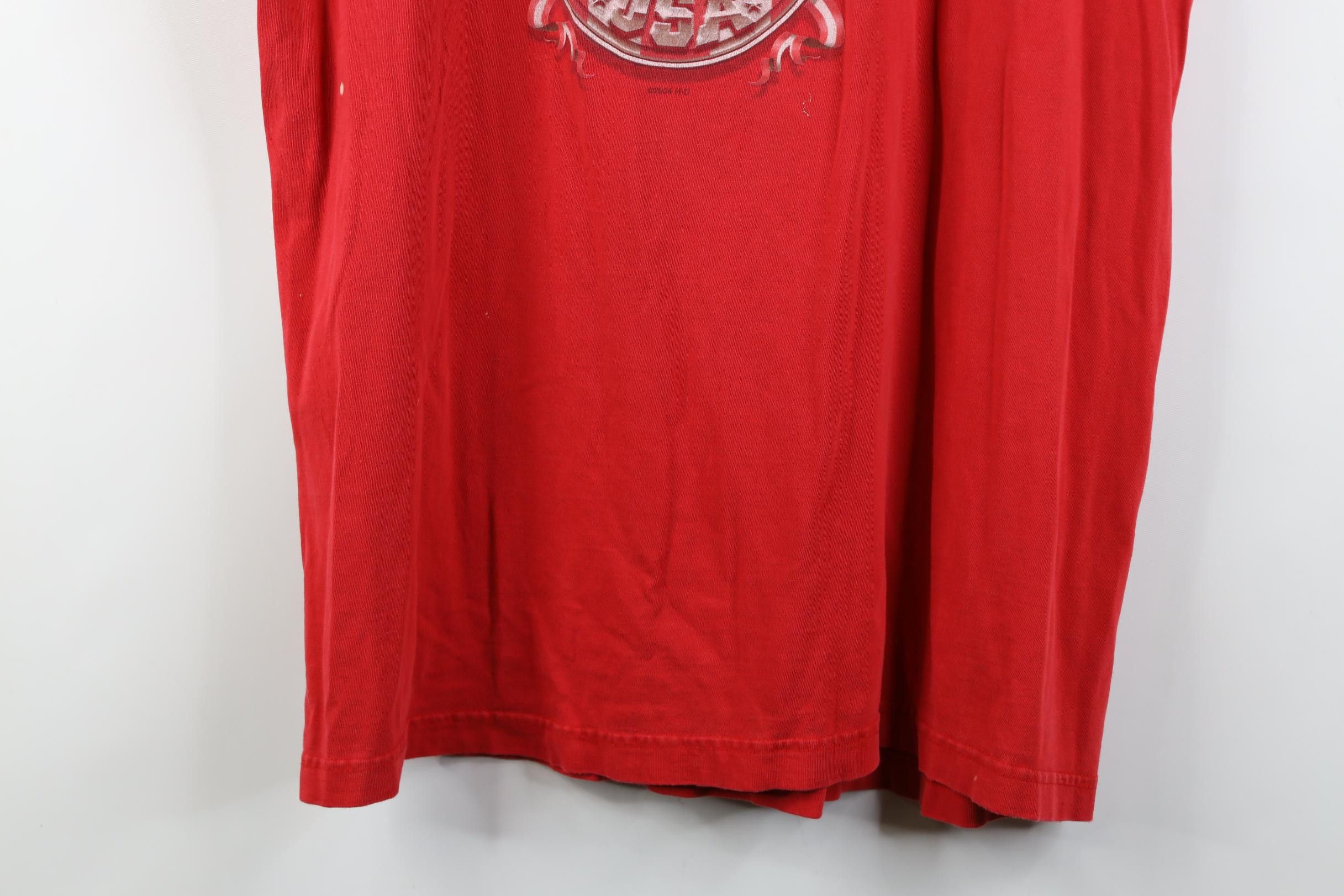 Harley Davidson Vintage Y2K 2004 Harley Davidson Wings Flag Muscle T-Shirt Size US XL / EU 56 / 4 - 3 Thumbnail