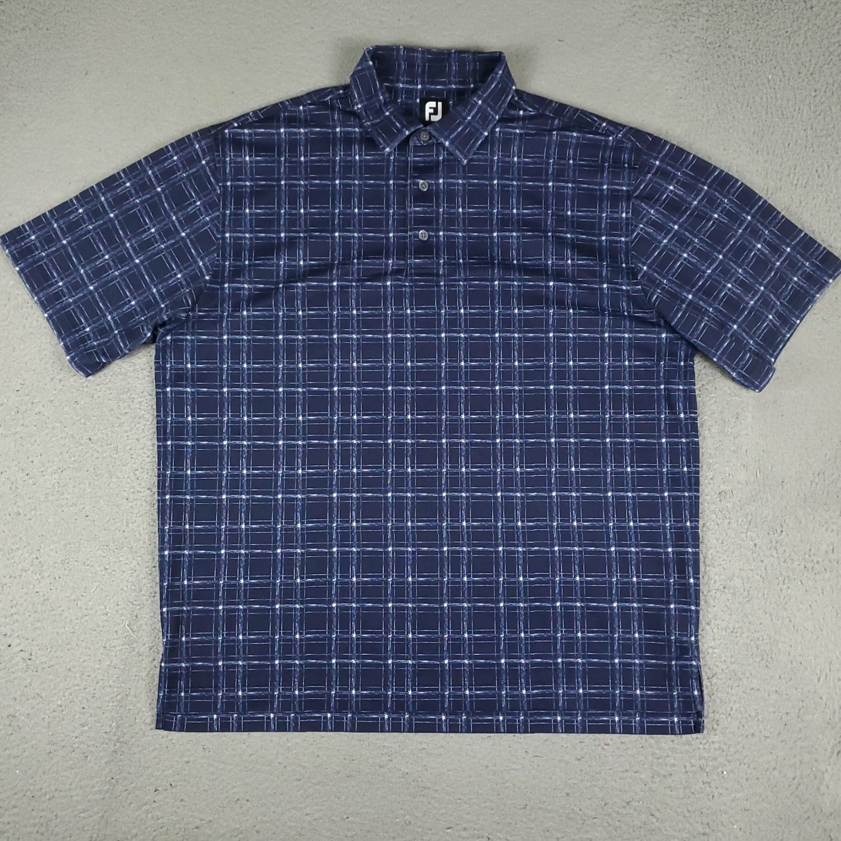 Footjoy FJ Polo Shirt Mens XL Blue Plaid Golf Casual Short Sleeve Shirt Size US XL / EU 56 / 4 - 2 Thumbnail
