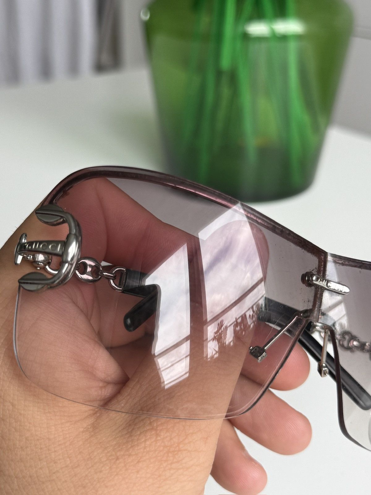 Designer Vintage y2k Gucci shield sunglasses designer avantgarde opium Size ONE SIZE - 10 Thumbnail