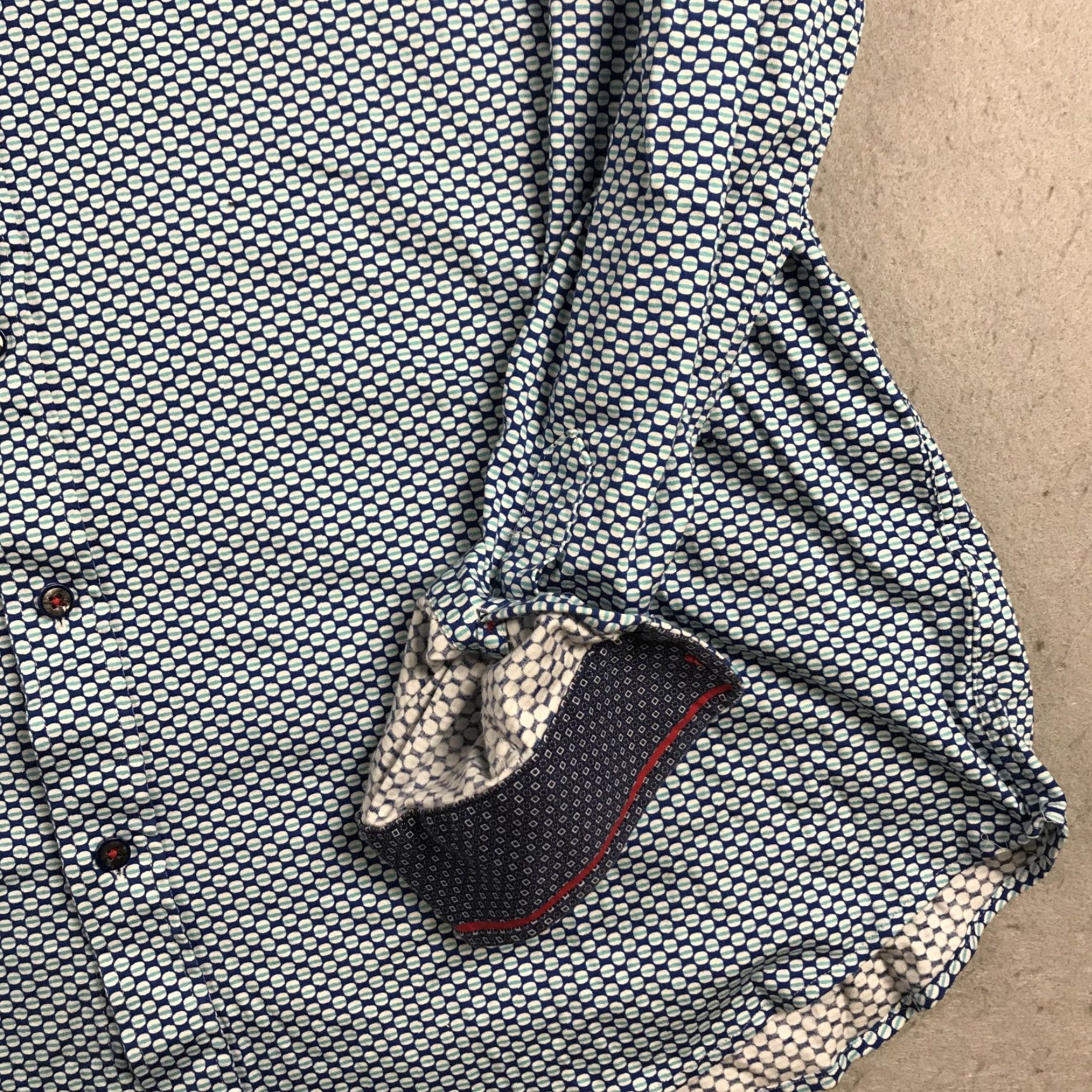 Vintage Buttercloth Mens XL Blue White Contrast Geometric Button-Up Shirt 100% Cotton Casual Long Sleeve Vintage No Size US XL / EU 56 / 4 - 4 Thumbnail
