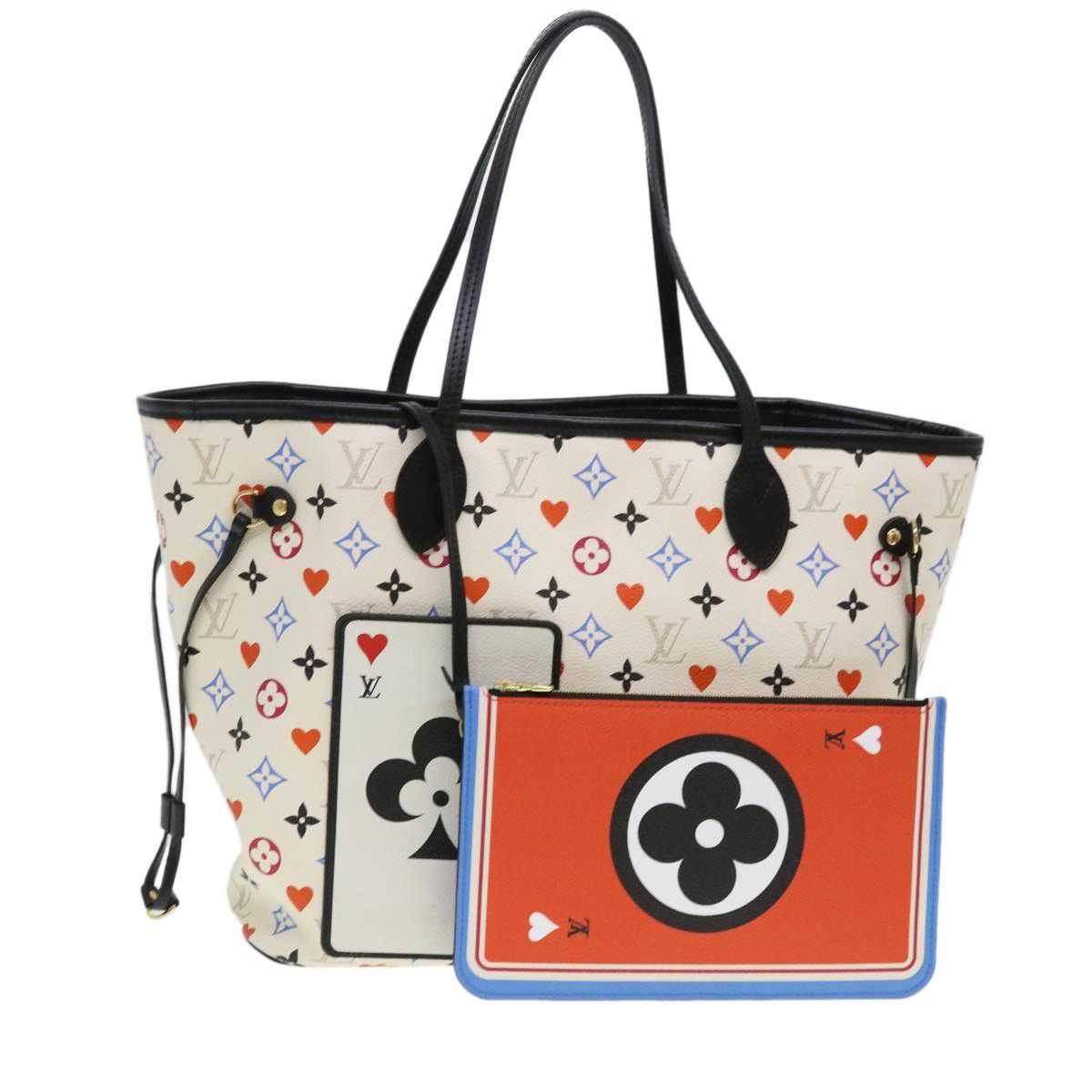 Louis Vuitton Monogram Game Neverfull Mm Tote Bag White M57462 Lv Auth 38983S, Women's
