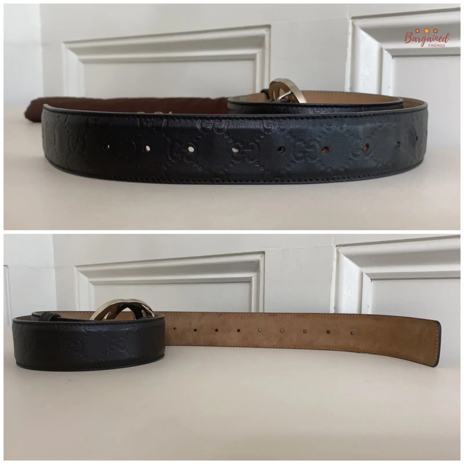 Gucci Gucci Black Guccissima Leather Silver Interlocking G Belt Size 34 - 2 Thumbnail