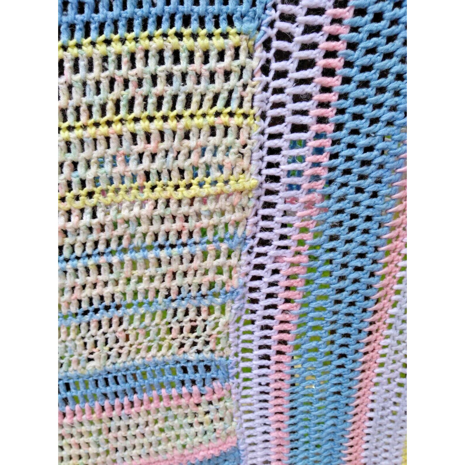 Handmade Crocheted Pastel Baby Blanket Large 50" x 70" Bed Lap Cover Size ONE SIZE - 2 Thumbnail