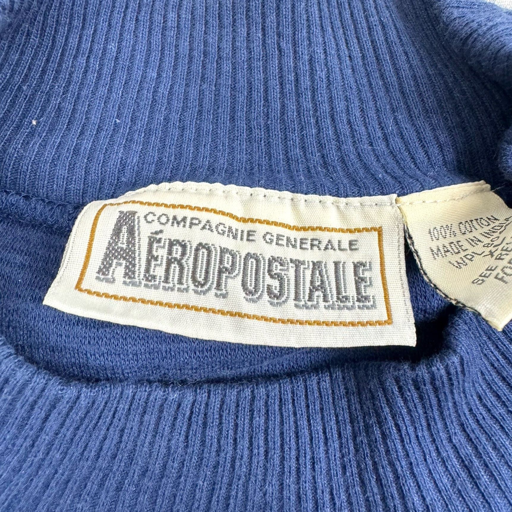 Aeropostale VINTAGE Aeropostale Sweatshirt Men XL Blue Striped Mock Neck Grunge Y2K 90s Pullover Mens Size US XL / EU 56 / 4 - 4 Thumbnail