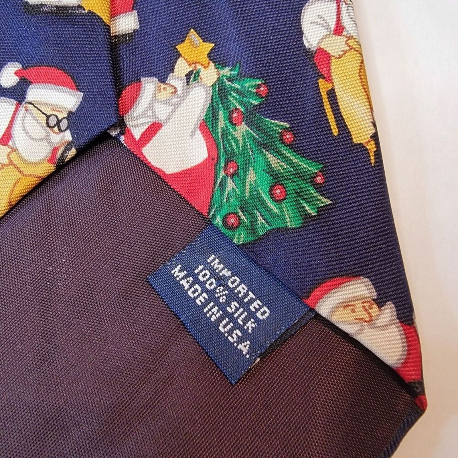 John Henry John Henry Christmas Tie "Working Santa" Navy Blue 100% Silk Size ONE SIZE - 5 Thumbnail
