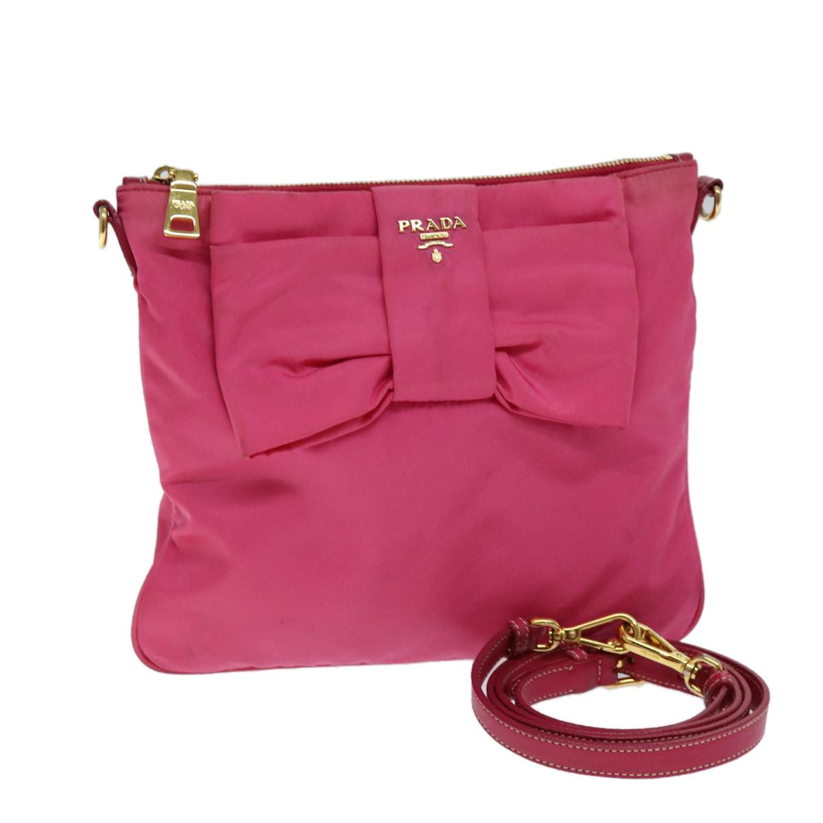 Prada Tessuto Pink Synthetic Shoulder Bag (Pre-Owned) Size ONE SIZE - 1 Thumbnail