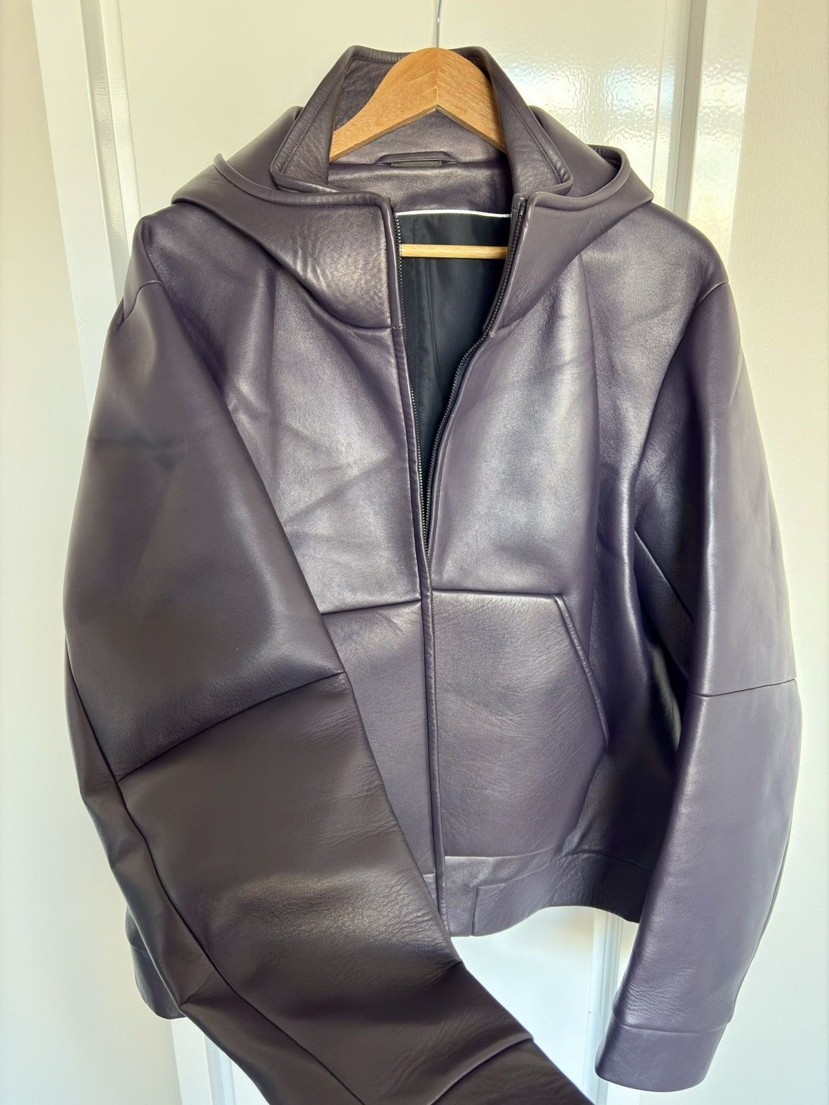 Jil Sander Jil Sander Mens Leather Bomber with Hoodie Size US L / EU 52-54 / 3 - 4 Thumbnail