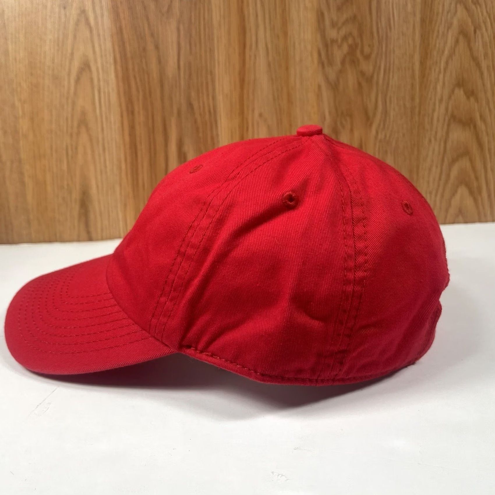 Vintage KNP Blank Adult Adjustable StrapBack Baseball Hat Cap Solid Red 100% Cotton Hat Cap Red Unisex Adults Adjustable Mens Womens Boys Girls Size ONE SIZE - 4 Thumbnail