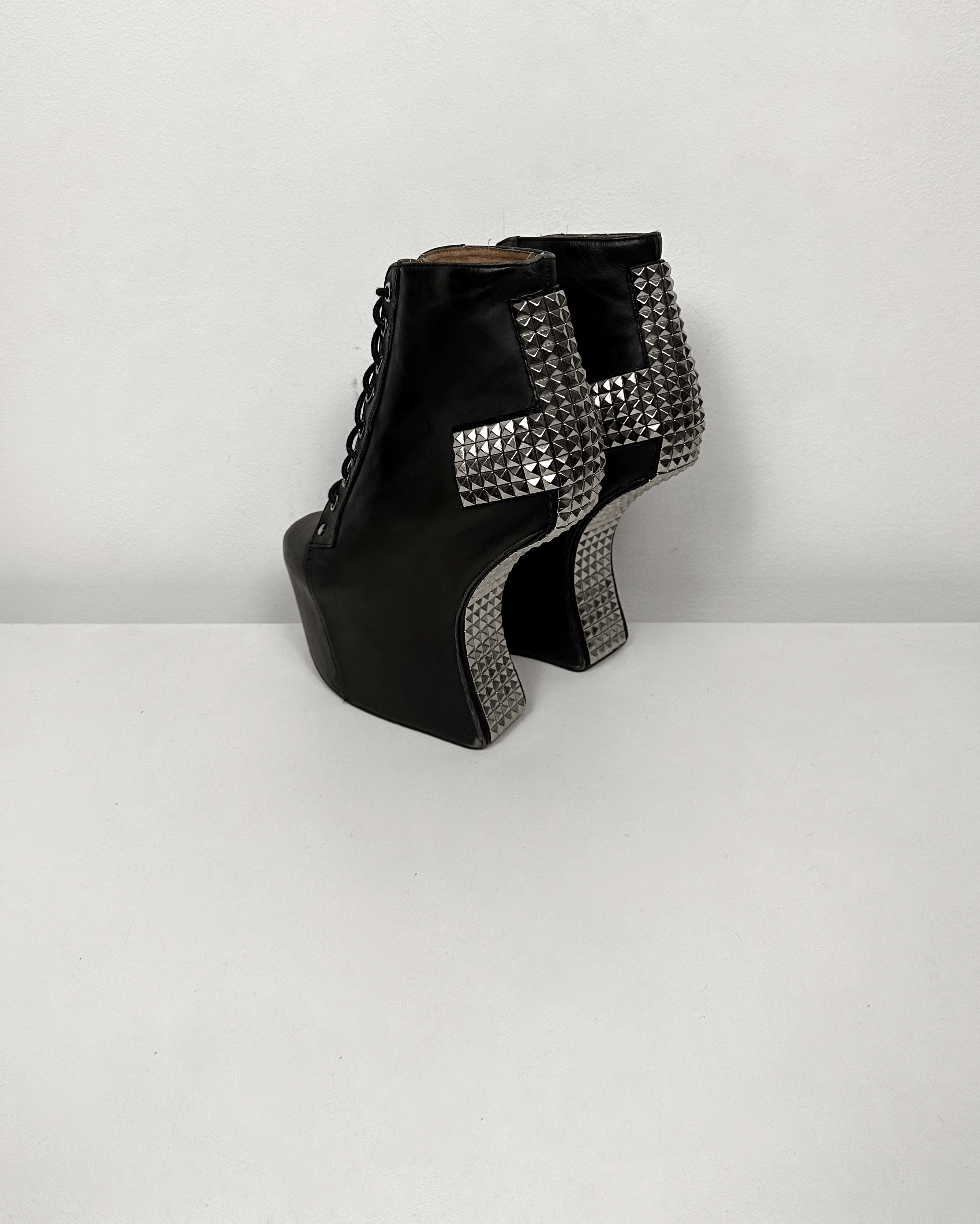 Jeffrey Campbell Studded Cross Wedge Heels in Black, Women's (Size 6.5)