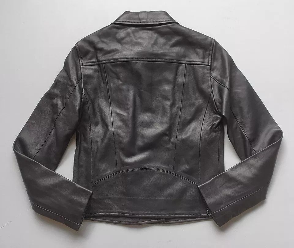 Reiss REISS Women's Geo-Soft Leather Biker Jacket IFD-0717 Size S / US 4 / IT 40 - 2 Thumbnail