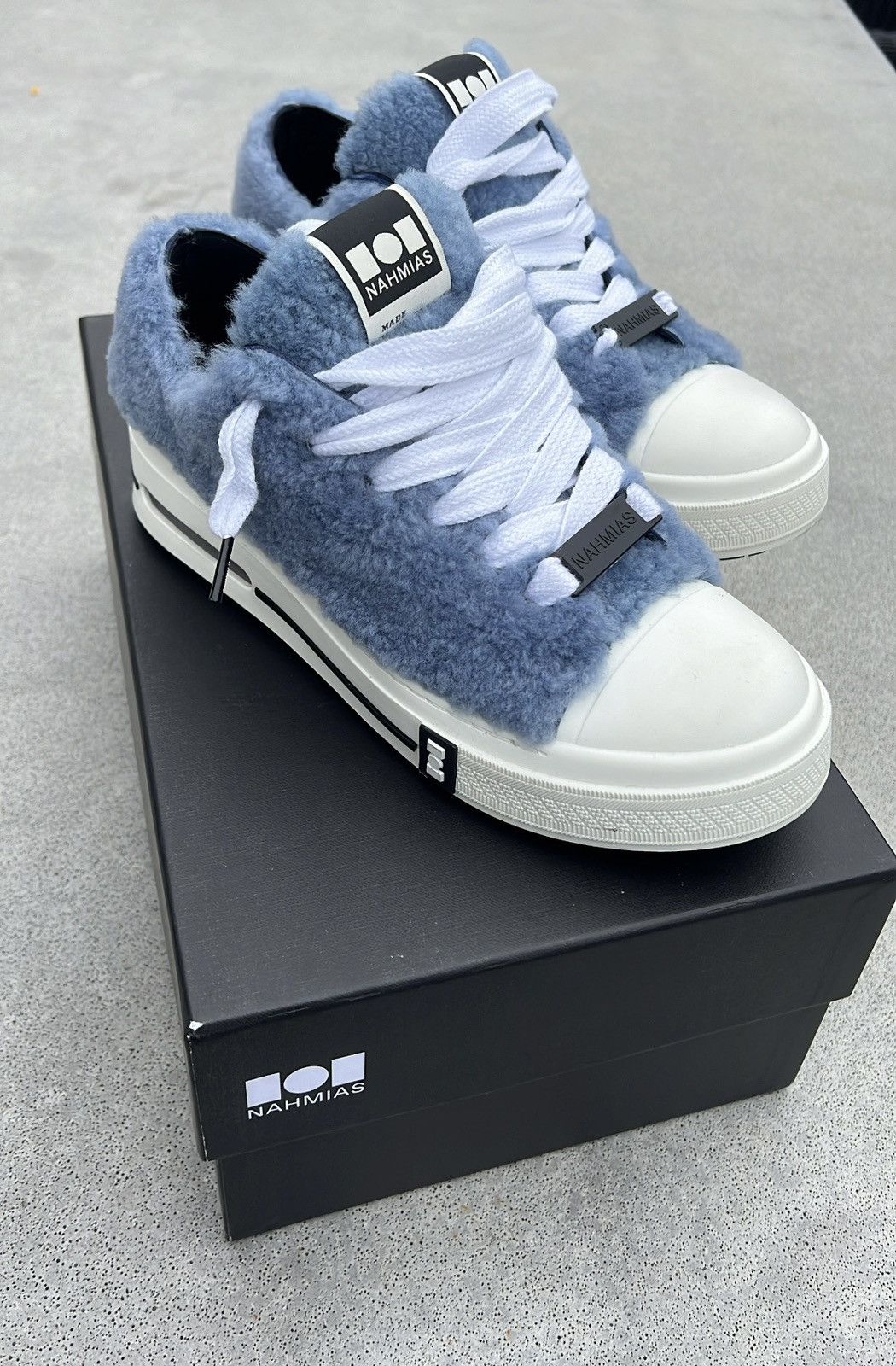Nahmias Nahmias blue fur sneaker Size US 8 / EU 41 - 1 Thumbnail