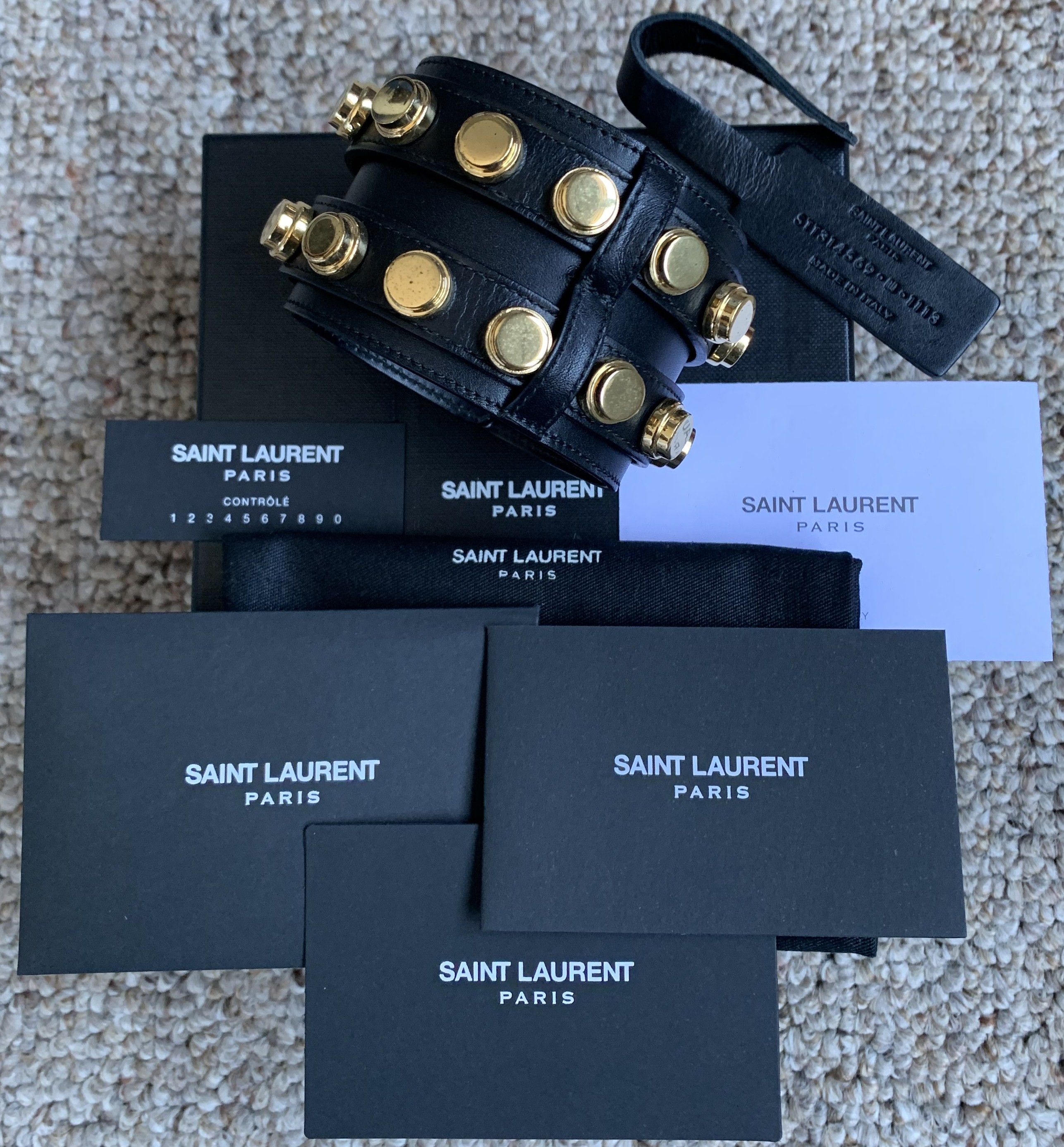 Saint Laurent Paris Saint Laurent Paris Wide Studded Leather Bracelet Size ONE SIZE - 1 Thumbnail
